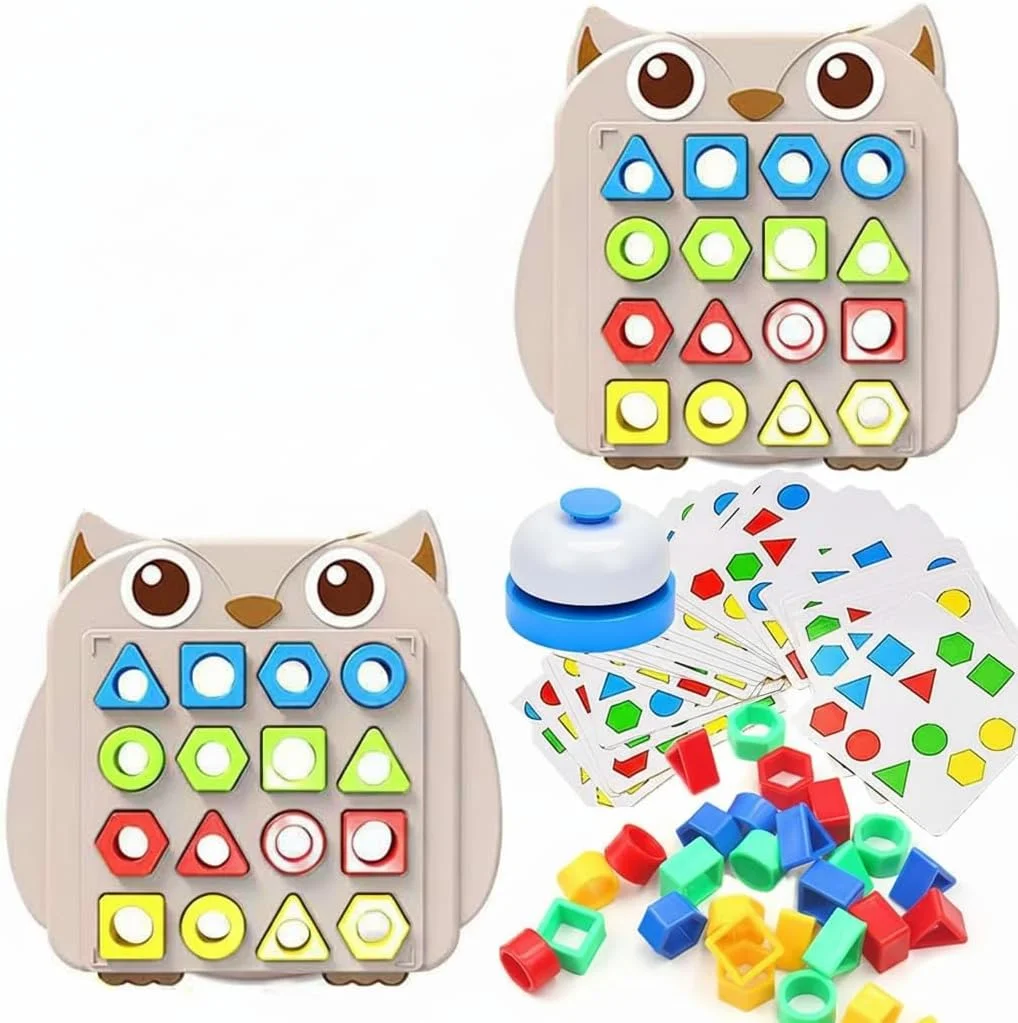 بازی تطبیق اشکال، آموزش حسی رنگ، تخته پازل اشکال هندسی با زنگوله، تخته تطبیق سریع رنگ، بازی های تطبیق یادگیری مونته سوری برای پسران و دختران، 2 بازیکن