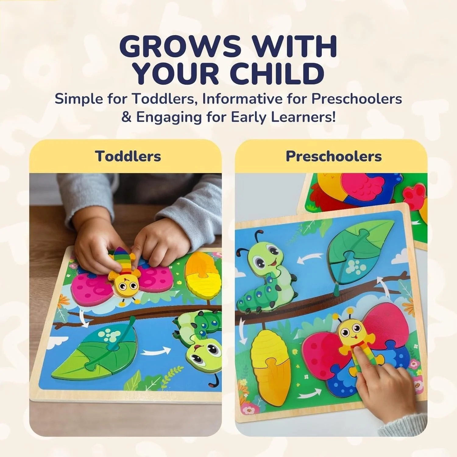 پازل های چوبی برای کودکان نوپا 2-4 سال، بازی های اره منبت کاری اره مویی چرخه زندگی حیوانات، اسباب بازی های آموزشی برای کودکان، پازل کودک برای فعالیت های سرگرم کننده، 4 بسته