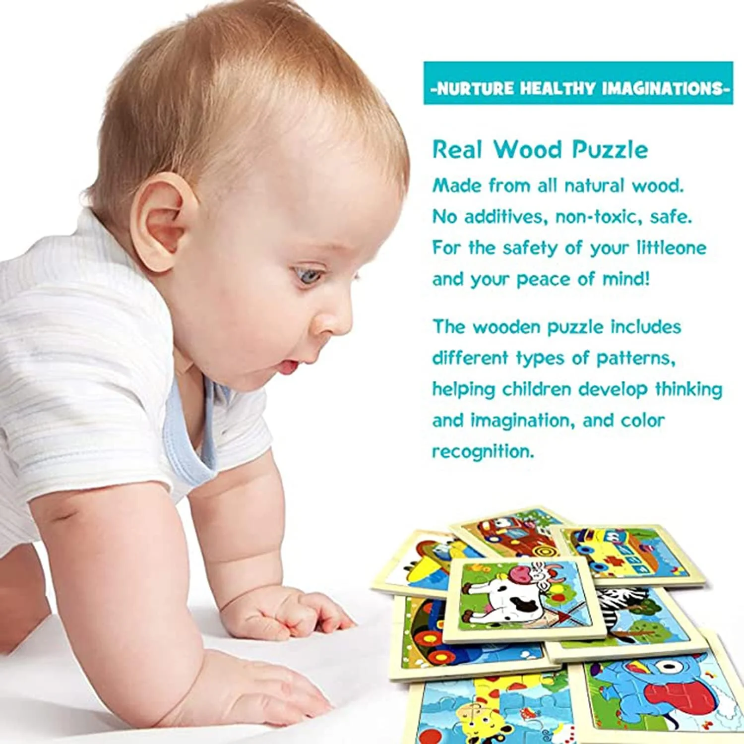 پازل چوبی حیوانات KASTWAVE، اسباب بازی و هدیه برای کودکان نوپا، پازل های چوبی برای کودکان 1 تا 5 سال، مجموعه 4 عددی پازل اره منبت کاری حیوانات، اسباب بازی های آموزشی پیش دبستانی، هدیه برای پسران و دختران