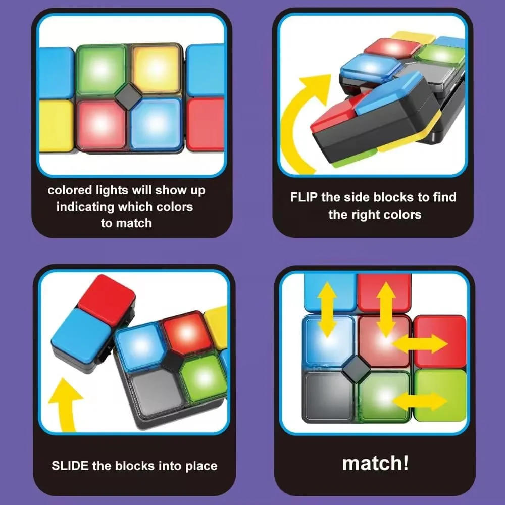 بازی حافظه الکترونیکی AMERTEER برای کودکان | پازل سرعتی هوشمند با نور LED و صدا | بازی فکری قابل حمل | هدیه آموزشی برای پسران و دختران 4 6 8 10 سال به بالا