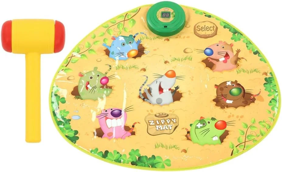 صفحه بازی الکترونیکی ضربه زدن به موش کور AMERTEER برای کودکان - اسباب بازی چکش تعاملی با نور و صدا و امتیاز، چکش نرم ایمن، بازی یادگیری و واکنش، هدیه سرگرم کننده برای پسران و دختران 3-6 سال