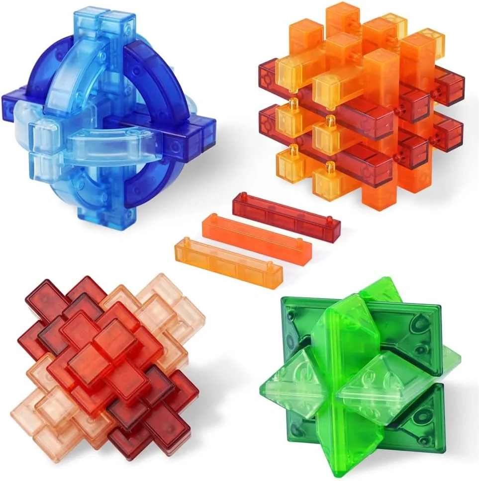 پازل های فکری SYOSI برای کودکان و بزرگسالان، اسباب بازی های آموزشی، مجموعه پازل سه بعدی 4 عددی، تست هوش باز کردن قفل، تفکر، بازی های صبر