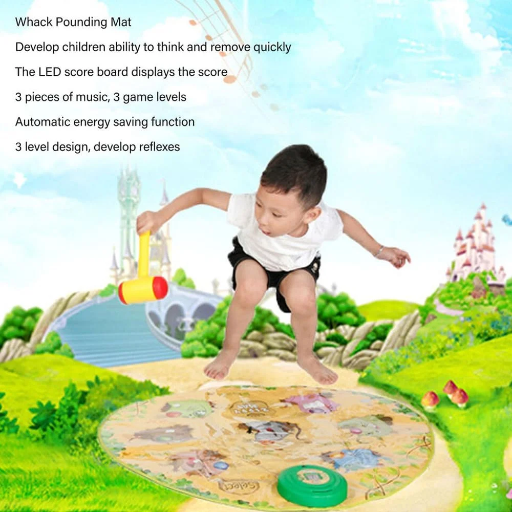 صفحه بازی الکترونیکی ضربه زدن به موش کور AMERTEER برای کودکان - اسباب بازی چکش تعاملی با نور و صدا و امتیاز، چکش نرم ایمن، بازی یادگیری و واکنش، هدیه سرگرم کننده برای پسران و دختران 3-6 سال