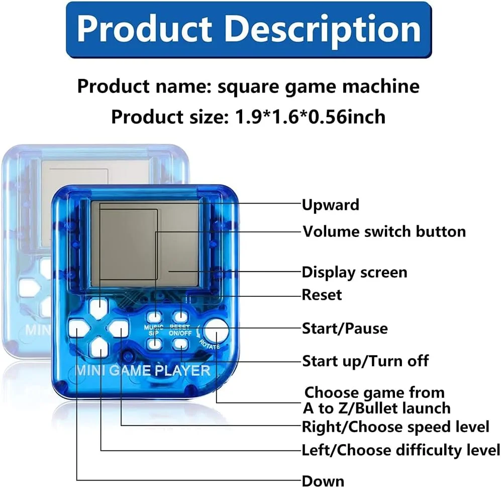 جاکلیدی کنسول بازی مینی آجر SYOSI - 6 اسباب بازی بازی قابل حمل کلاسیک در رنگ های مشکی، قرمز، آبی، سبز، زرد، شفاف - هدیه تولد عالی