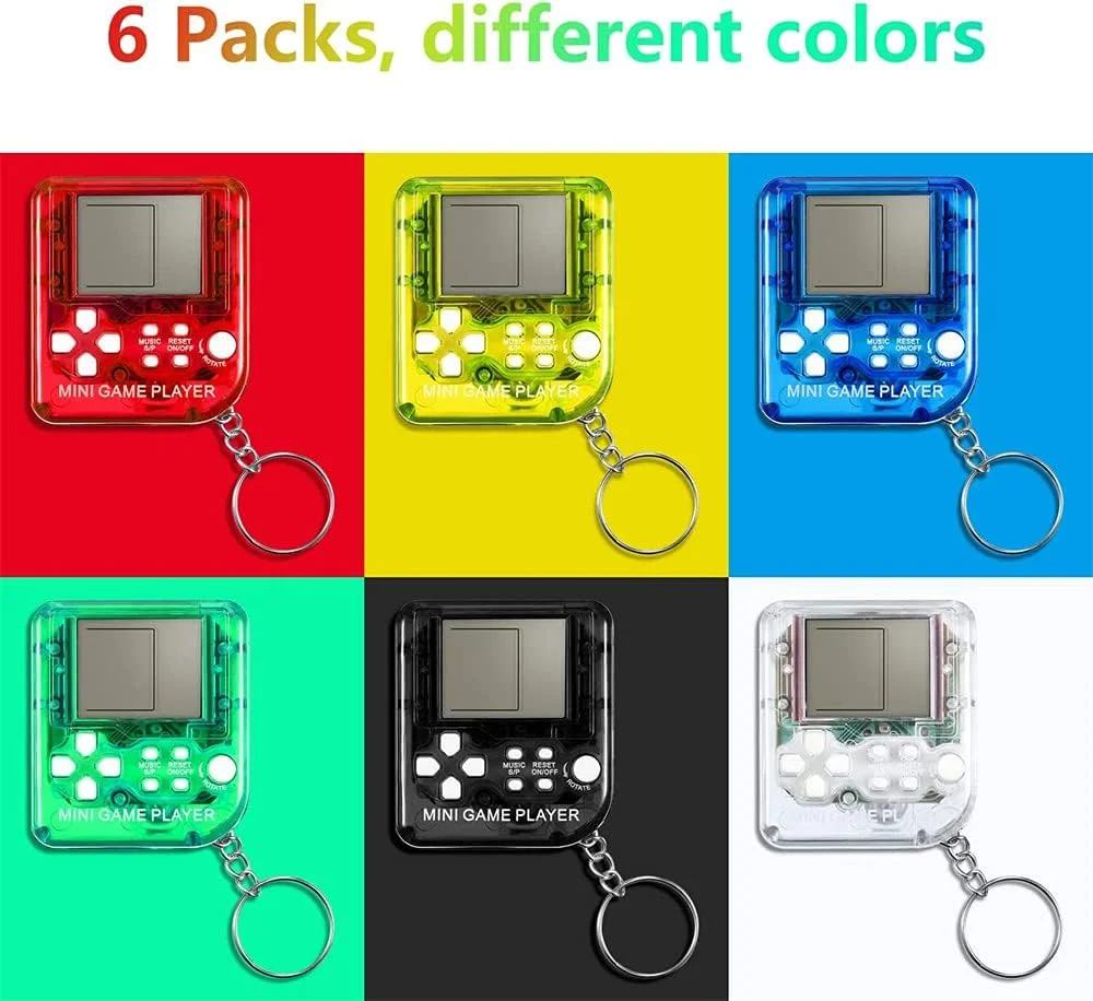 جاکلیدی کنسول بازی مینی آجر SYOSI - 6 اسباب بازی بازی قابل حمل کلاسیک در رنگ های مشکی، قرمز، آبی، سبز، زرد، شفاف - هدیه تولد عالی