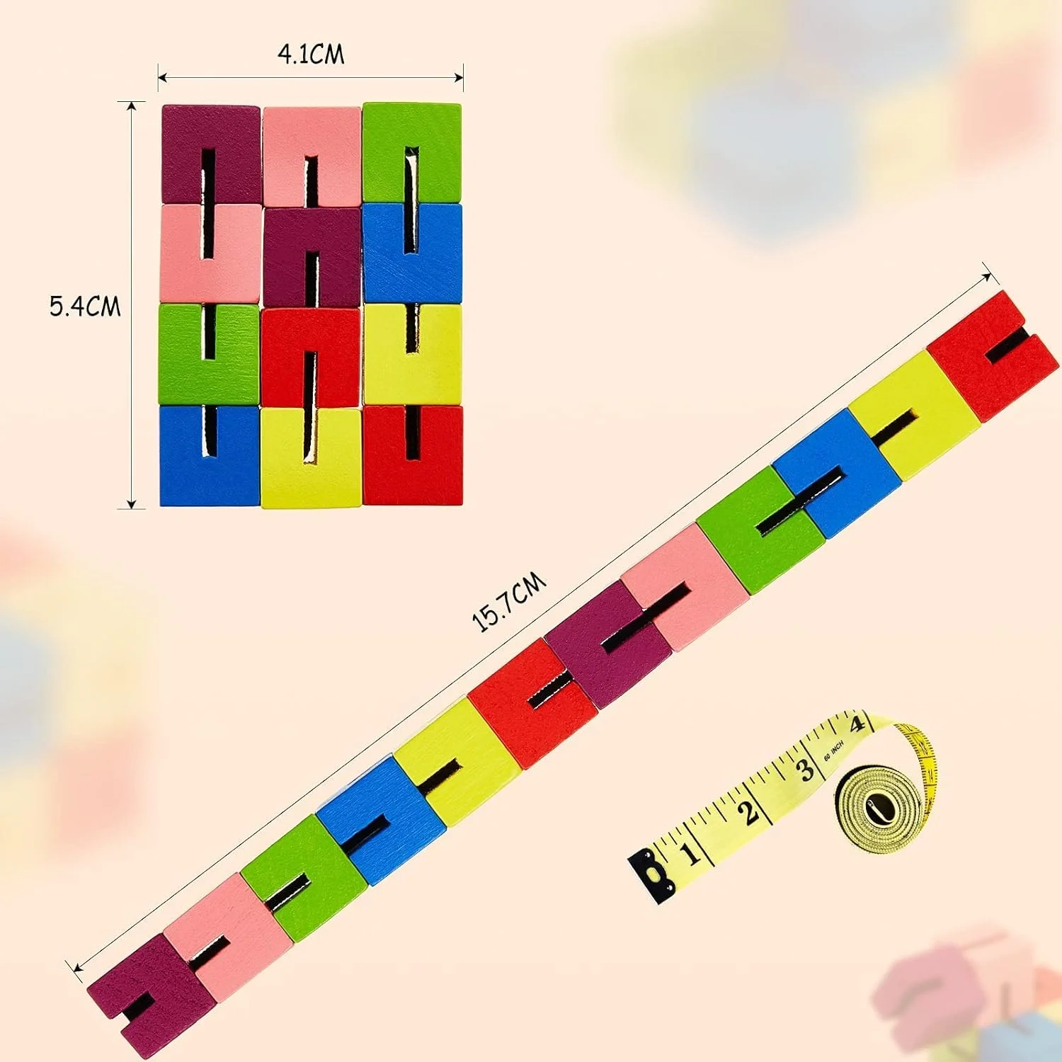 مجموعه 6 عددی اسباب بازی فکری چوبی SYOSI، پازل مکعبی، اسباب بازی های حسی انگشتی برای مهمانی کودکان، هدیه تولد، لوازم مهمانی