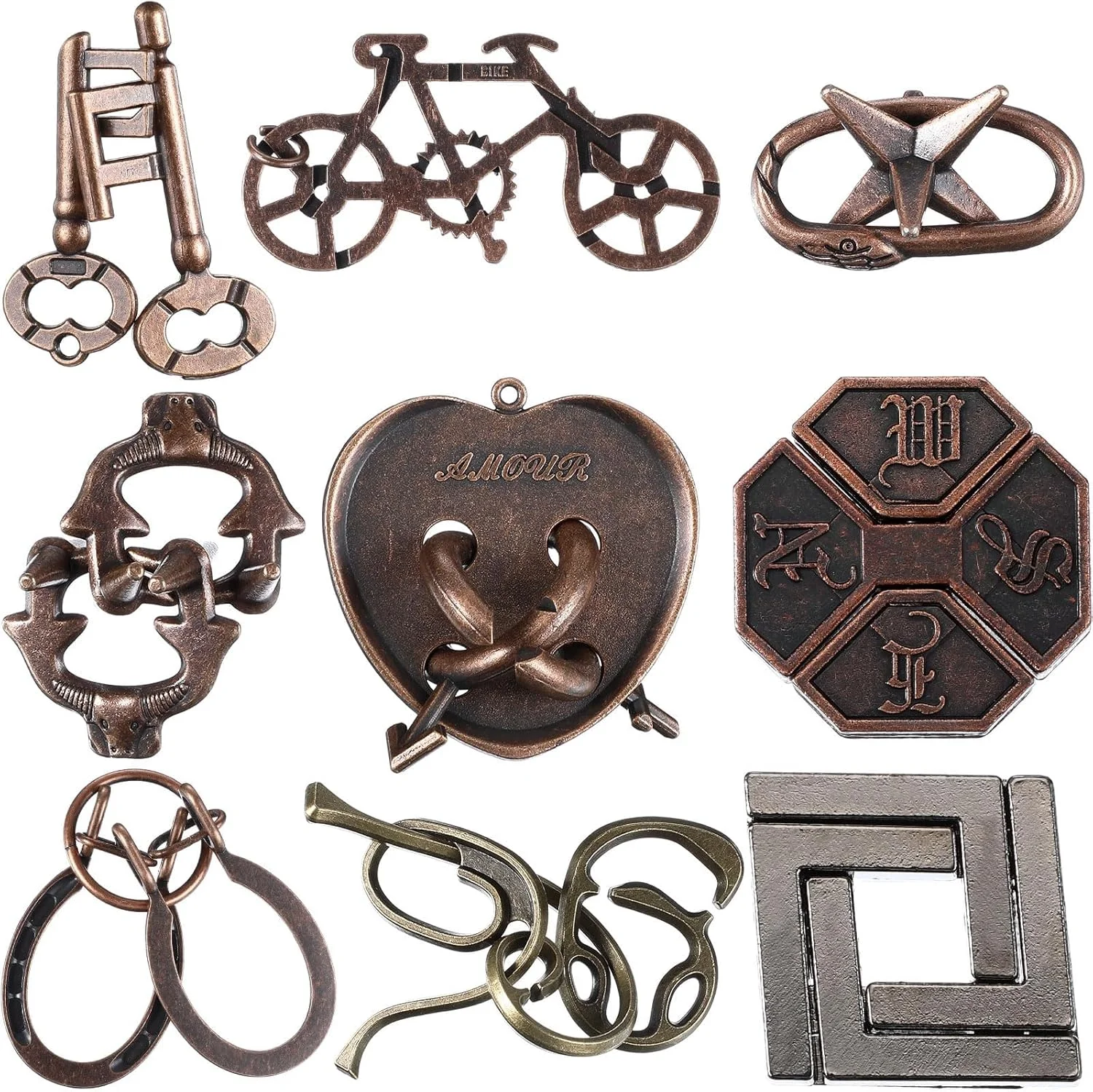 پازل های فکری فلزی NALACAL، 9 تکه، استیل ضد زنگ، سبک عتیقه، مناسب برای 3 سال به بالا، 1 ست، 1 بسته، 9 محتوا، یونیسکس، رومیزی