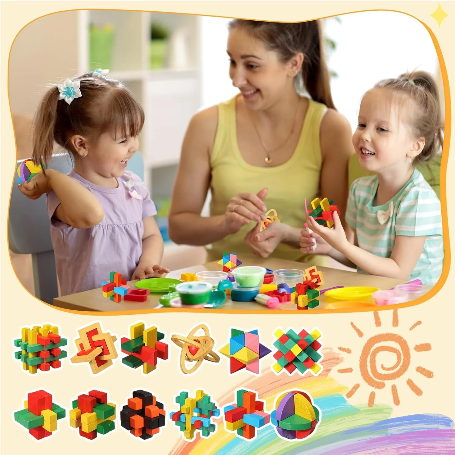 مجموعه پازل های فکری چوبی سه بعدی، بازی های فکری منطقی، جعبه پازل هوشمند، مجموعه هدیه پازل بازکردنی و مونتاژ فکری، مناسب بزرگسالان و نوجوانان، 12 عدد