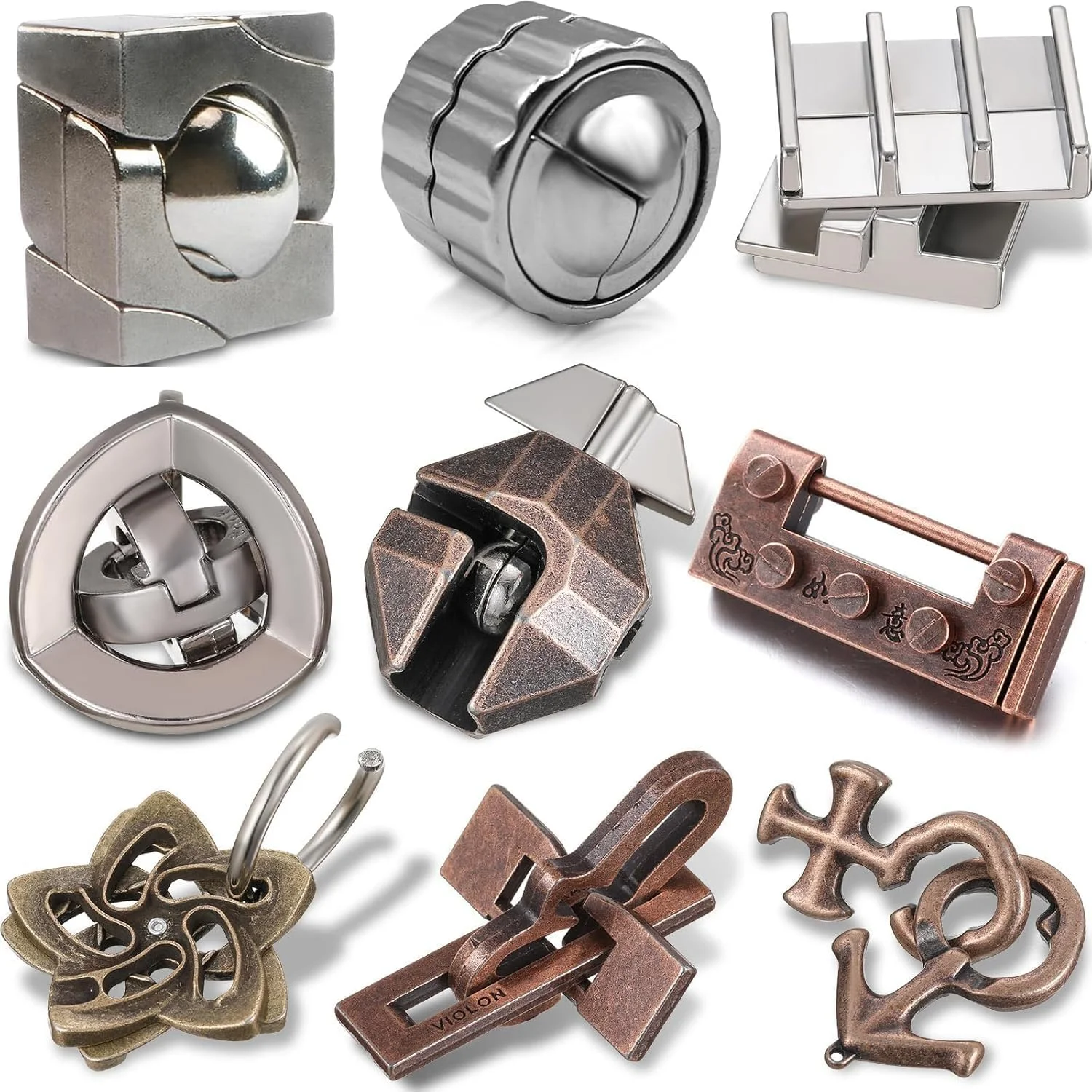 پازل های فکری NALACAL، پازل فلزی سه بعدی فولادی برای بزرگسالان، پازل درهم تنیده، اسباب بازی های پازل هوشمند آموزشی IQ بزرگسالان 9 عددی