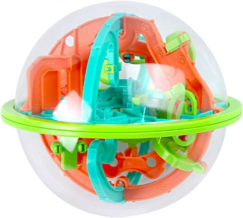 توپ هزارتو سه بعدی، بازی فکری با 100 مانع چالش برانگیز، اسباب بازی آموزشی سه بعدی برای تقویت مغز کودکان، بازی های فکری توپ هزارتو جادویی (12 سانتی متر)