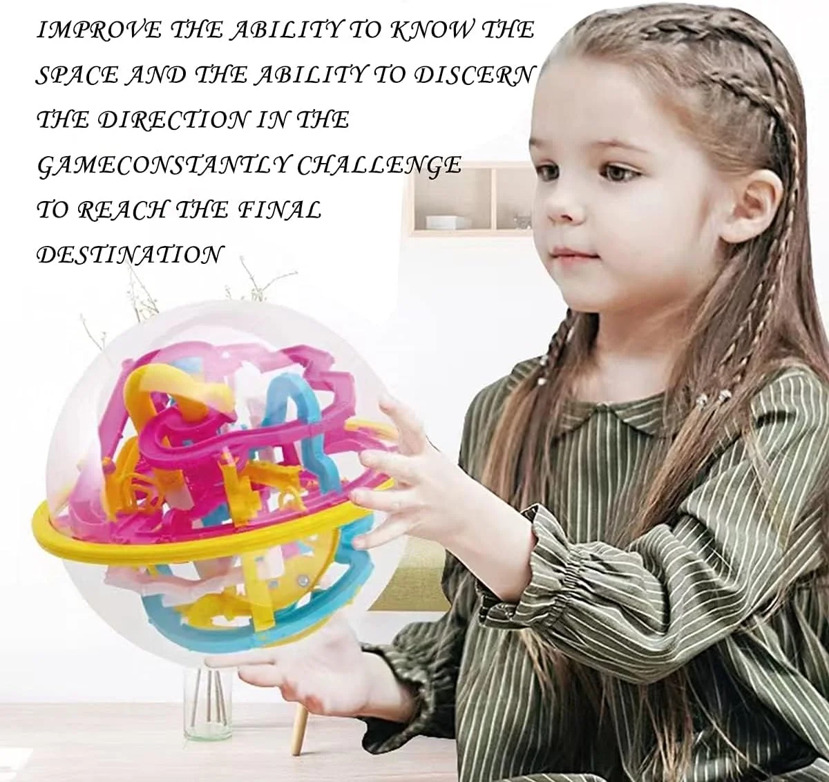 توپ هزارتو سه بعدی، بازی فکری با 100 مانع چالش برانگیز، اسباب بازی آموزشی سه بعدی برای تقویت مغز کودکان، بازی های فکری توپ هزارتو جادویی (12 سانتی متر)