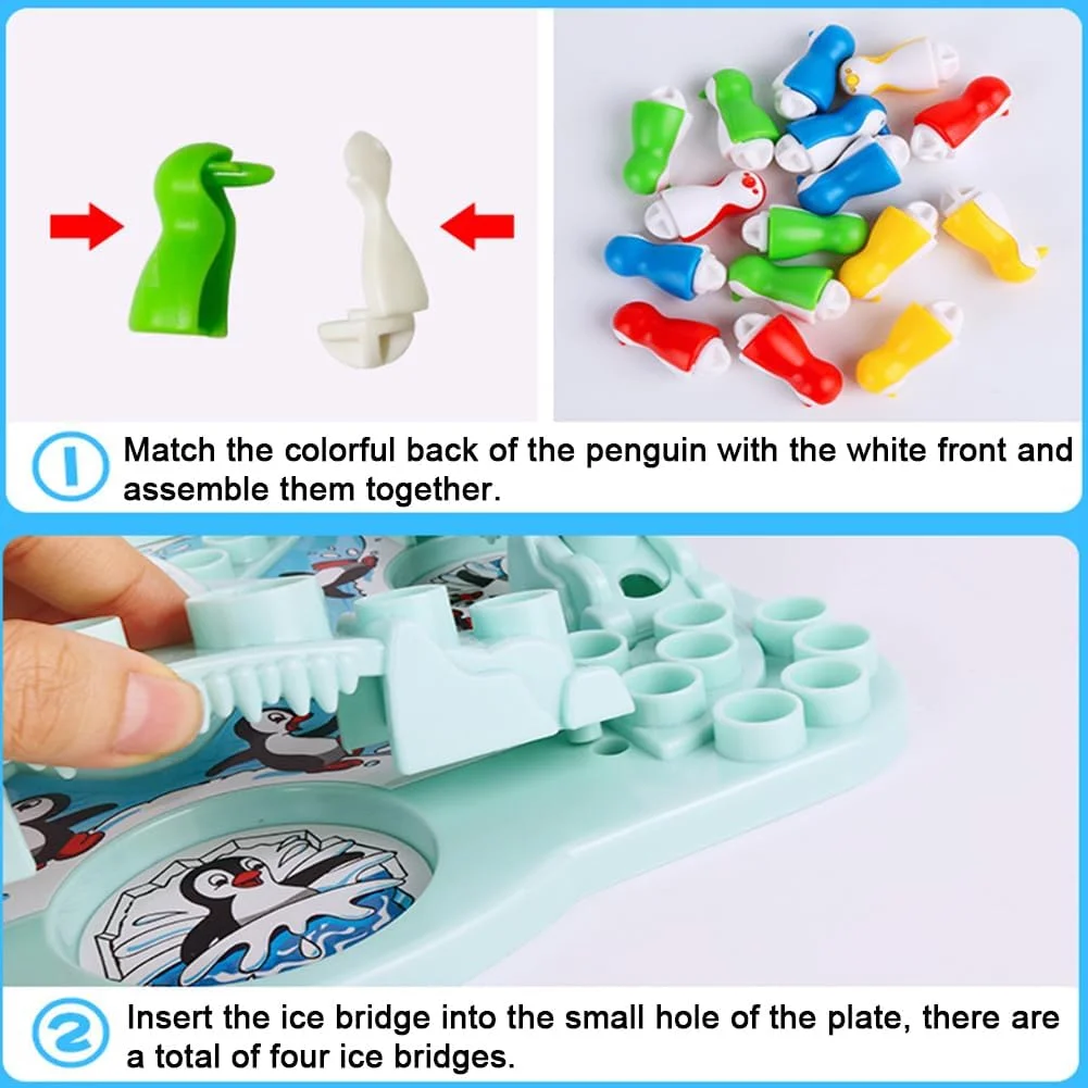 بازی فکری پنگوئن های استراتژیک کودکان، بازی خانوادگی آموزشی قابل حمل، تقویت کننده تفکر منطقی و مهارت های شمارش، شامل پنگوئن های رنگارنگ جذاب، مناسب برای 2-4 بازیکن، ایده آل برای هدیه