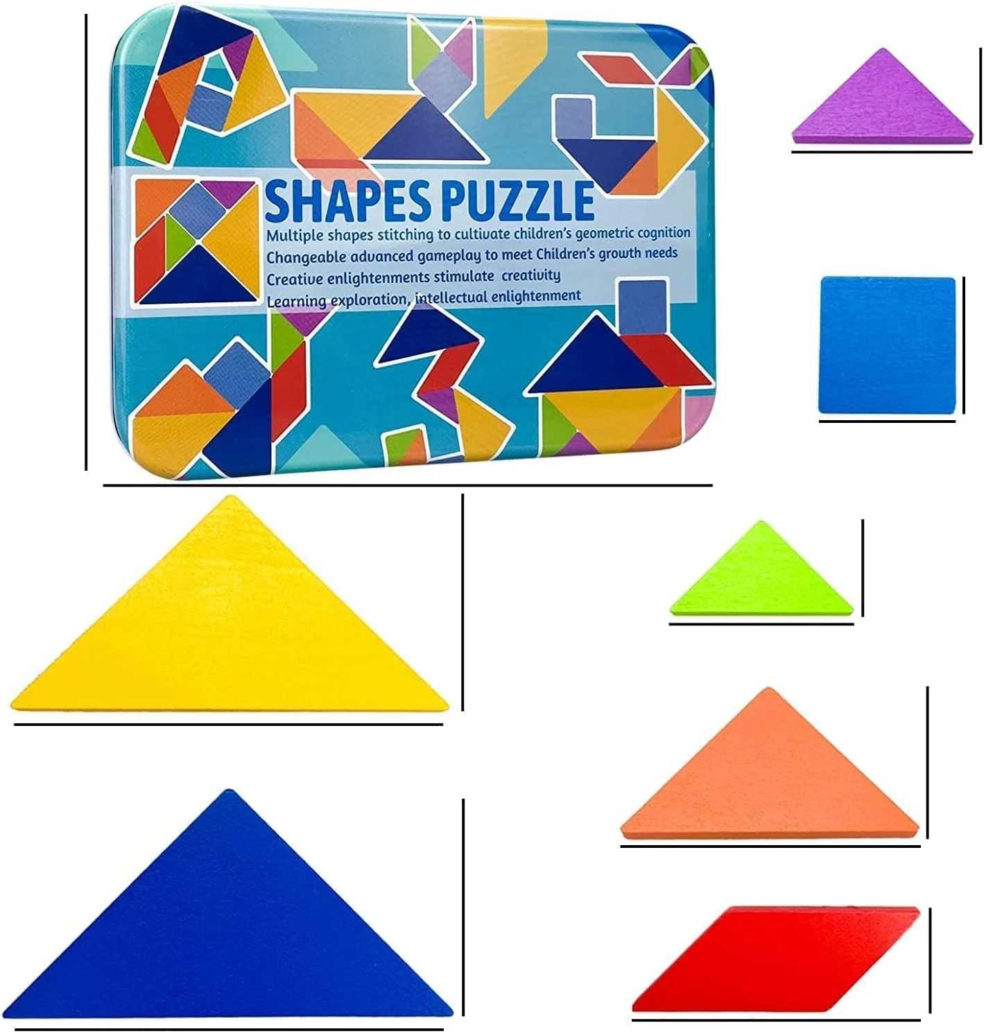 مجموعه پازل های الگو تانگرام برای رشد اولیه کودک، بلوک های پازل چوبی رنگارنگ تانگرام، بازی های چیدن اسباب بازی های آموزشی مونته سوری، 60 کارت طراحی با 120 پازل اره منبت کاری اره مویی الگو