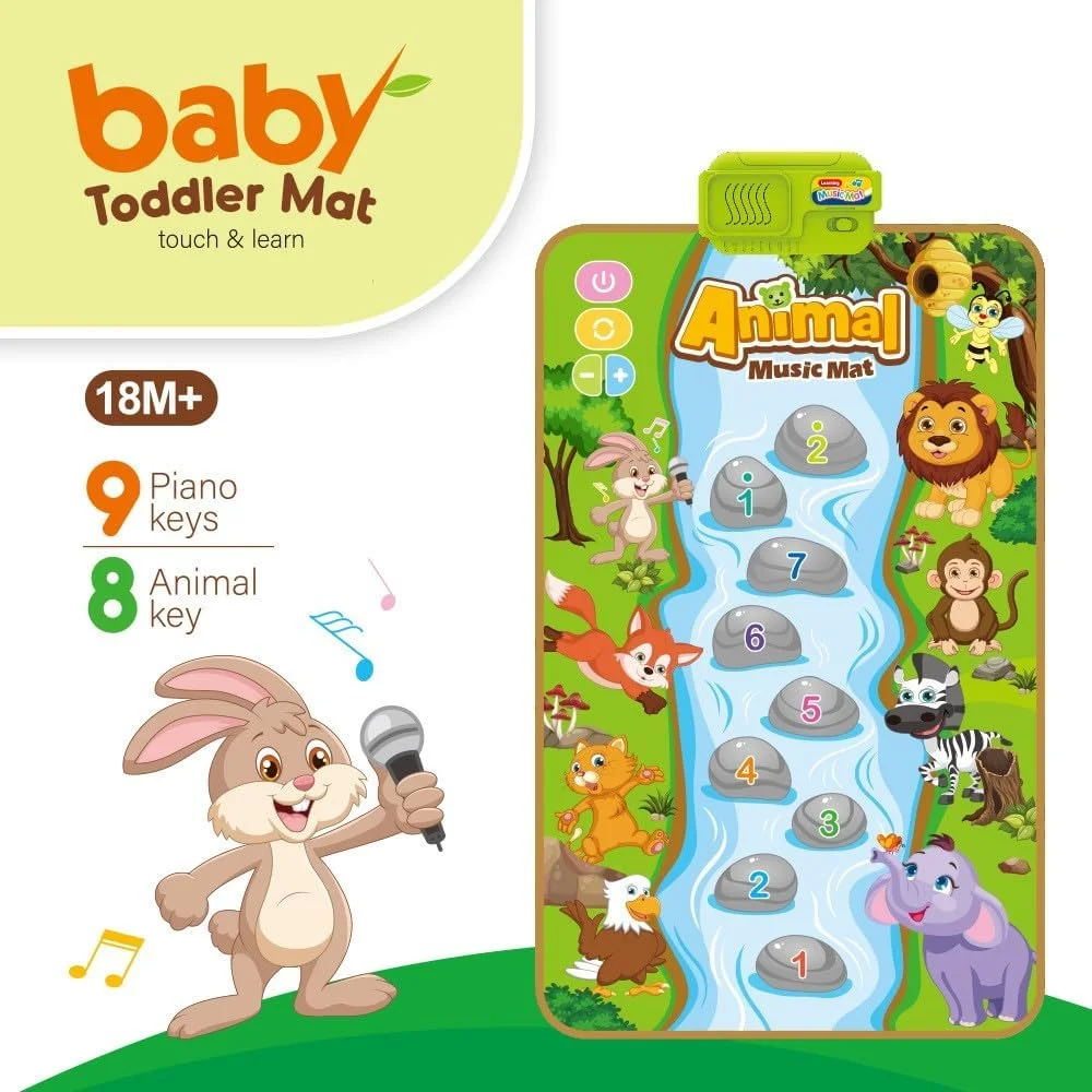 پد موسیقی حیوانات SKY-TOUCH، اسباب بازی های آموزشی برای یادگیری زودهنگام، پد رقص موسیقی حسی مونته سوری برای کودکان نوپا پسران دختران، پد صفحه کلید لمسی، هدیه برای کودکان 18+ ماه (80*50 سانتی متر)