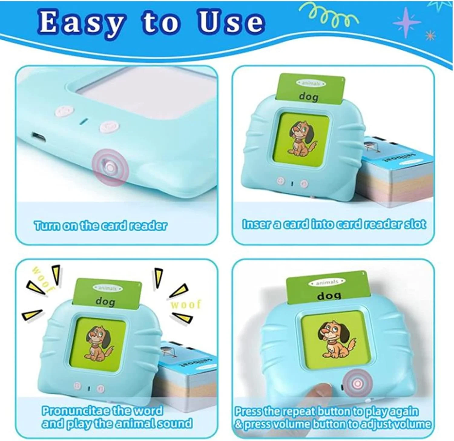 اسباب بازی های آموزشی کارت های فلش سخنگو AM ANNA، دستگاه خواندنی اسباب بازی های آموزشی کارت های فلش کودک نوپا با 224 کلمه، اسباب بازی های مونته سوری پیش دبستانی برای کودکان 2، 3، 4 و 5 ساله (آبی) اسباب بازی های آموزشی کارت های فلش سخنگو AM ANNA، دستگاه خواندنی اسباب بازی های آموزشی کارت های فلش کودک نوپا با 224 کلمه، اسباب بازی های مونته سوری پیش دبستانی برای کودکان 2، 3، 4 و 5 ساله (آبی)