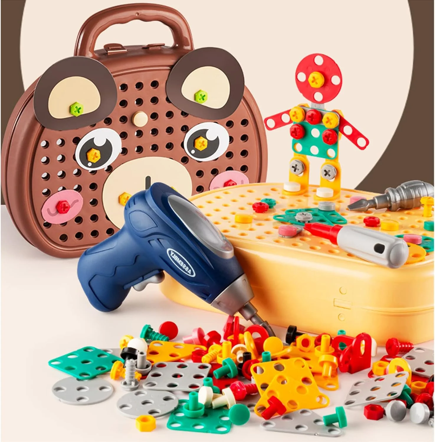 مجموعه اسباب بازی دریل کودکان AM ANNA، 204 قطعه اسباب بازی آموزشی STEM برای پسران و دختران 4 تا 8 ساله، بازی های ساختمانی مهندسی با مجموعه ابزار پیچ گوشتی اسباب بازی (توله سگ زرد) مجموعه اسباب بازی دریل کودکان AM ANNA، 204 قطعه اسباب بازی آموزشی STEM برای پسران و دختران 4 تا 8 ساله، بازی های ساختمانی مهندسی با مجموعه ابزار پیچ گوشتی اسباب بازی (توله سگ زرد)