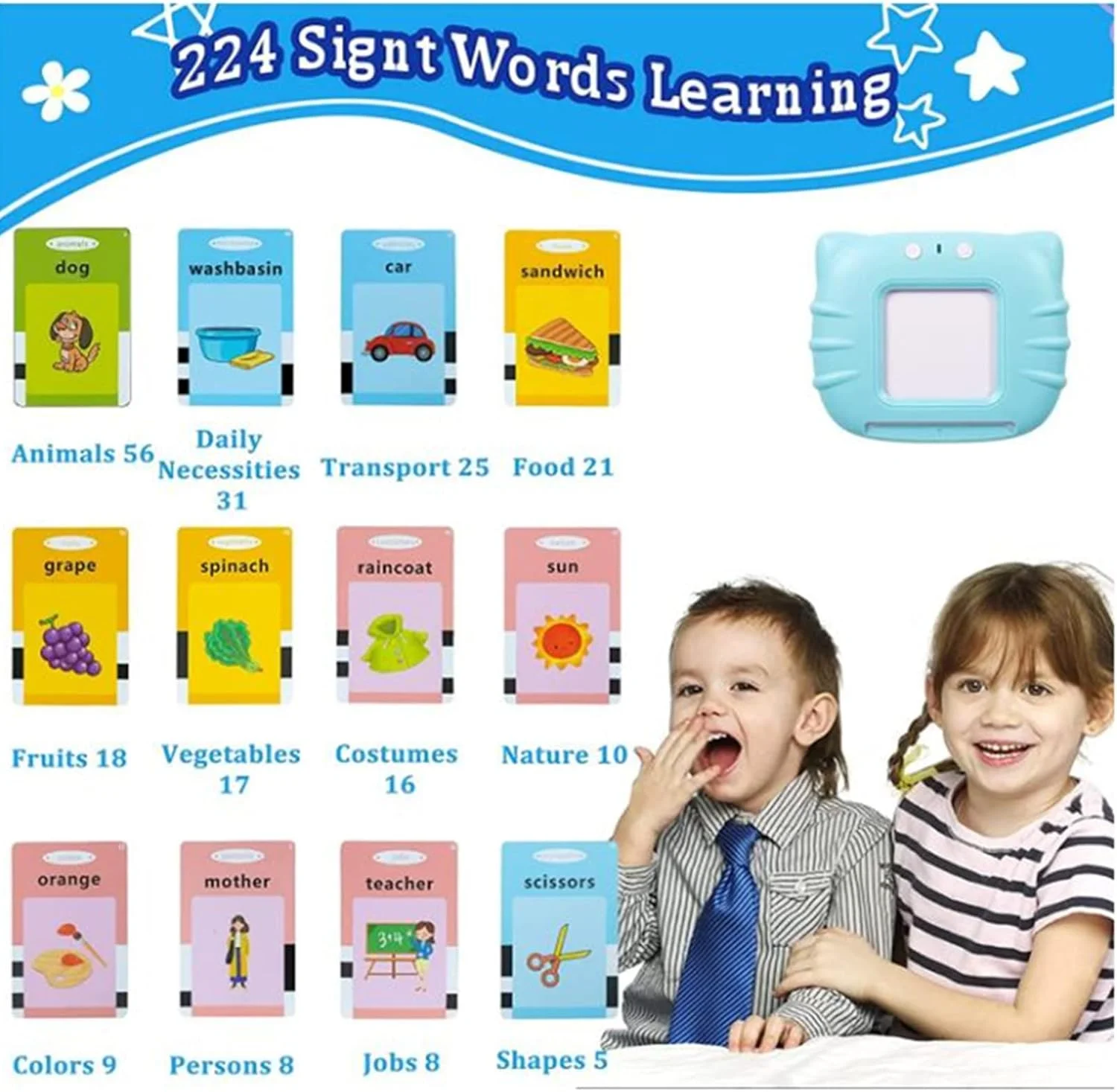 اسباب بازی های آموزشی کارت های فلش سخنگو AM ANNA، دستگاه خواندنی اسباب بازی های آموزشی کارت های فلش کودک نوپا با 224 کلمه، اسباب بازی های مونته سوری پیش دبستانی برای کودکان 2، 3، 4 و 5 ساله (آبی) اسباب بازی های آموزشی کارت های فلش سخنگو AM ANNA، دستگاه خواندنی اسباب بازی های آموزشی کارت های فلش کودک نوپا با 224 کلمه، اسباب بازی های مونته سوری پیش دبستانی برای کودکان 2، 3، 4 و 5 ساله (آبی)