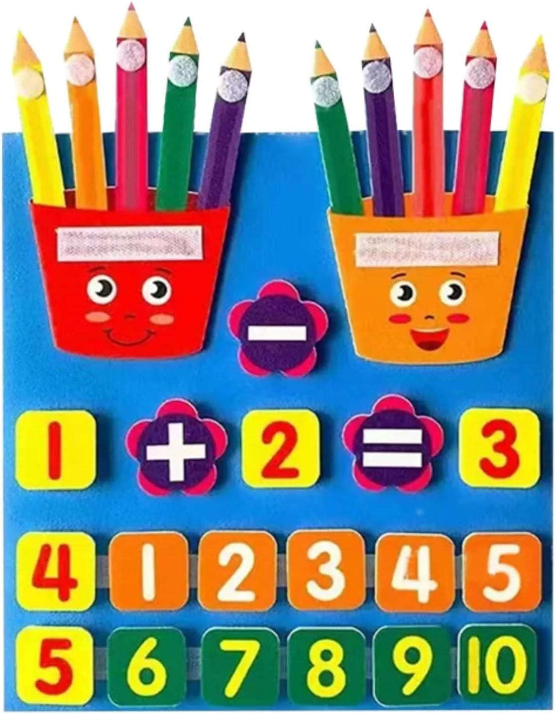 اسباب بازی آموزشی مونته سوری AM ANNA برای کودکان نوپا، تخته شمارش اعداد انگشتی نمدی، بازی مسافرتی پیش دبستانی برای جمع و تفریق (مداد)