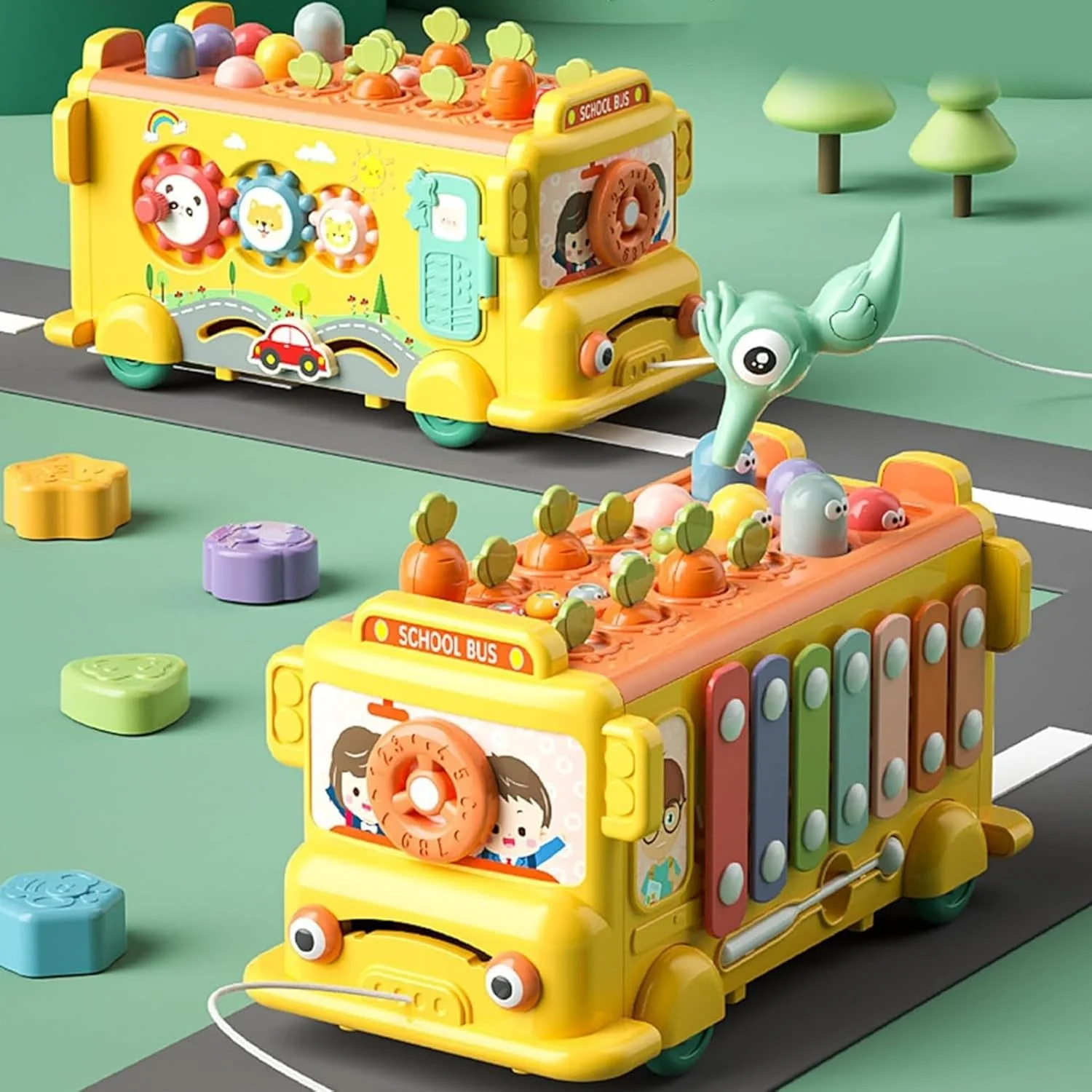 اسباب بازی آموزشی 12 در 1 AM ANNA برای کودکان 1-3 ساله - اتوبوس مدرسه با چرخ دنده، ساعت آموزشی، بازی ماهیگیری و تطبیق رنگ - هدیه ای برای کودکان اسباب بازی آموزشی 12 در 1 AM ANNA برای کودکان 1-3 ساله - اتوبوس مدرسه با چرخ دنده، ساعت آموزشی، بازی ماهیگیری و تطبیق رنگ - هدیه ای برای کودکان