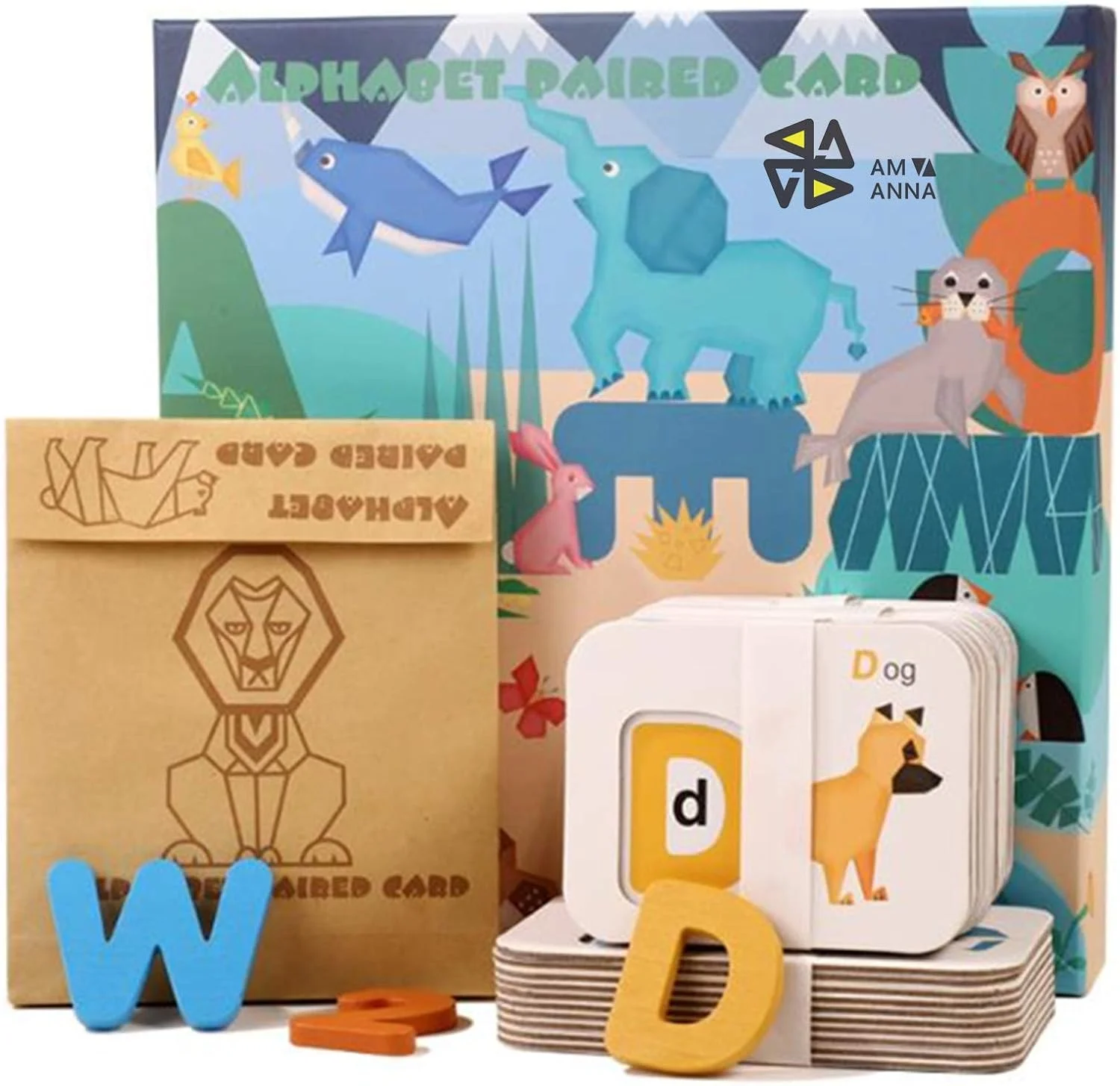 فلش کارت های حروف الفبا و اعداد AM ANNA، اسباب بازی های آموزشی مونته سوری پیش دبستانی، حروف چوبی ABC، بازی پازل تطبیق حیوانات، هدیه برای کودکان 2+ ساله پسر و دختر