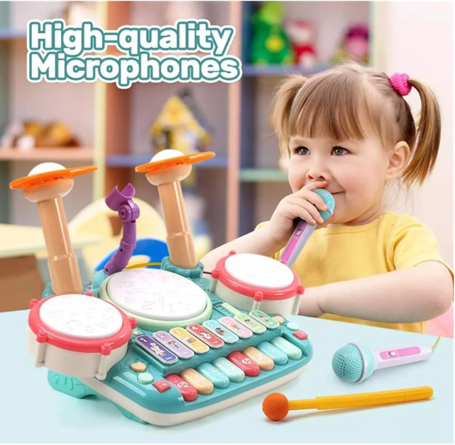 ست اسباب بازی درام موزیکال کودک AM ANNA برای کودکان 1 تا 3 ساله، اسباب بازی آلات موسیقی 5 در 1 با میکروفون، چراغ، کیبورد پیانو، اسباب بازی موسیقی آموزشی برای یادگیری زودهنگام، هدیه برای دختران و پسران (آبی) ست اسباب بازی درام موزیکال کودک AM ANNA برای کودکان 1 تا 3 ساله، اسباب بازی آلات موسیقی 5 در 1 با میکروفون، چراغ، کیبورد پیانو، اسباب بازی موسیقی آموزشی برای یادگیری زودهنگام، هدیه برای دختران و پسران (آبی)