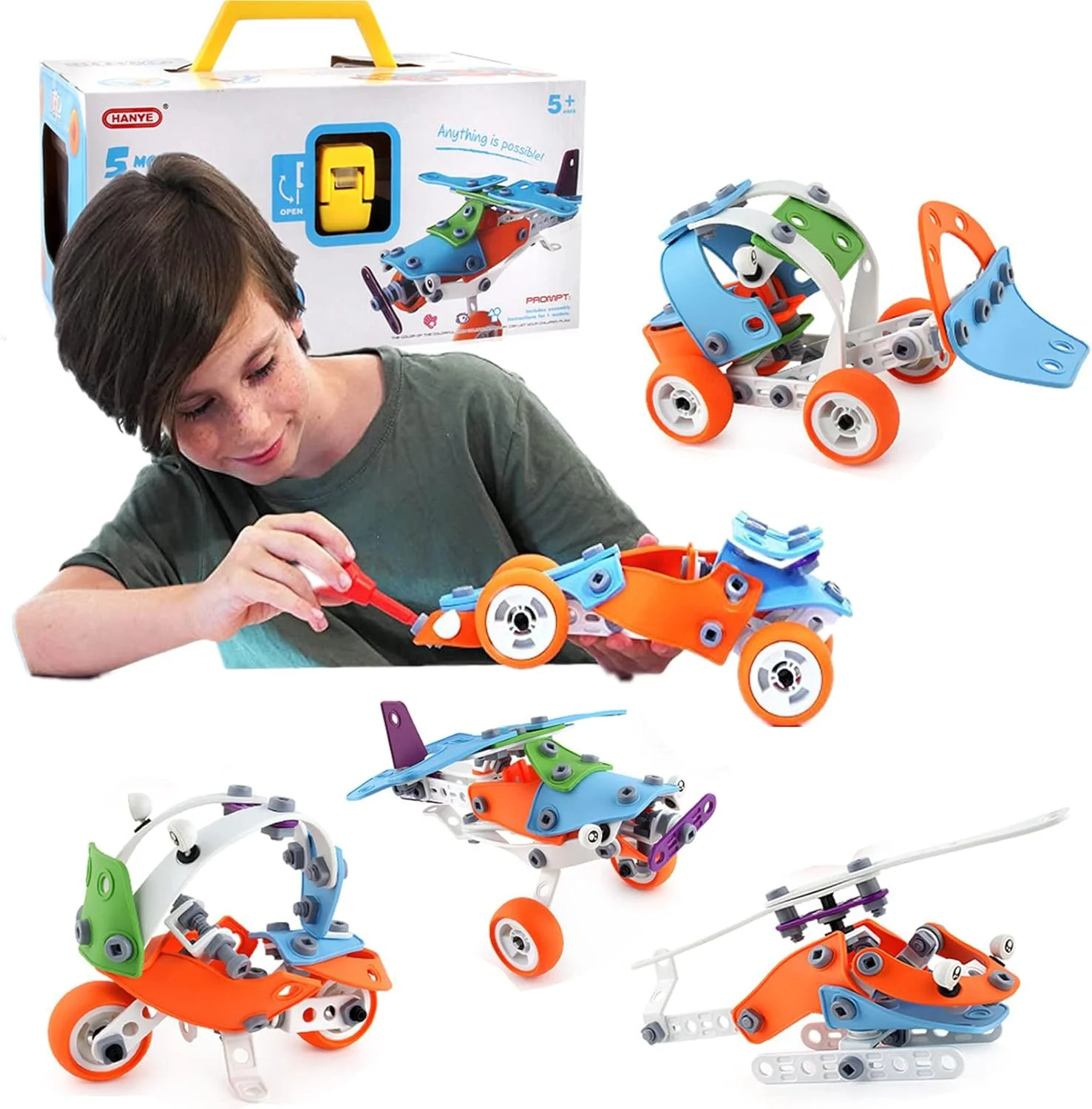 اسباب بازی های آموزشی AM ANNA STEM برای پسران 6-8 ساله، 132 قطعه 5 در 1، مدل های ساختنی DIY، اسباب بازی آموزشی، مهندسی ساخت و ساز خلاقانه برای کودکان، هدیه اسباب بازی STEM خلاقانه