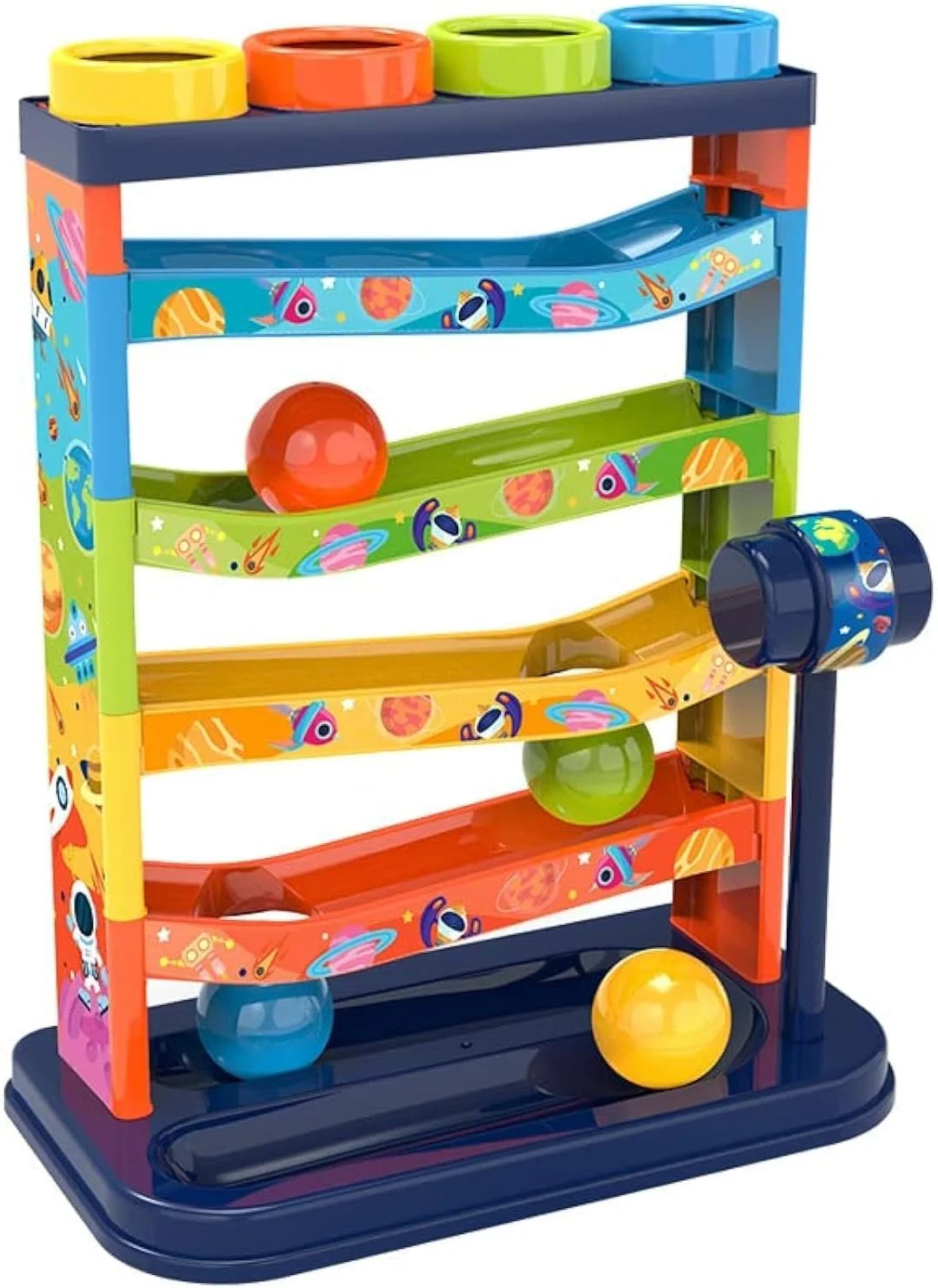 اسباب بازی کوبیدنی توپ اِی اِم اَنـا برای پسران و دختران نوپا، اسباب بازی چکش و توپ با برج شیب دار و توپ های چند رنگ، اسباب بازی آموزشی و سرگرم کننده برای یادگیری و توسعه مهارت ها