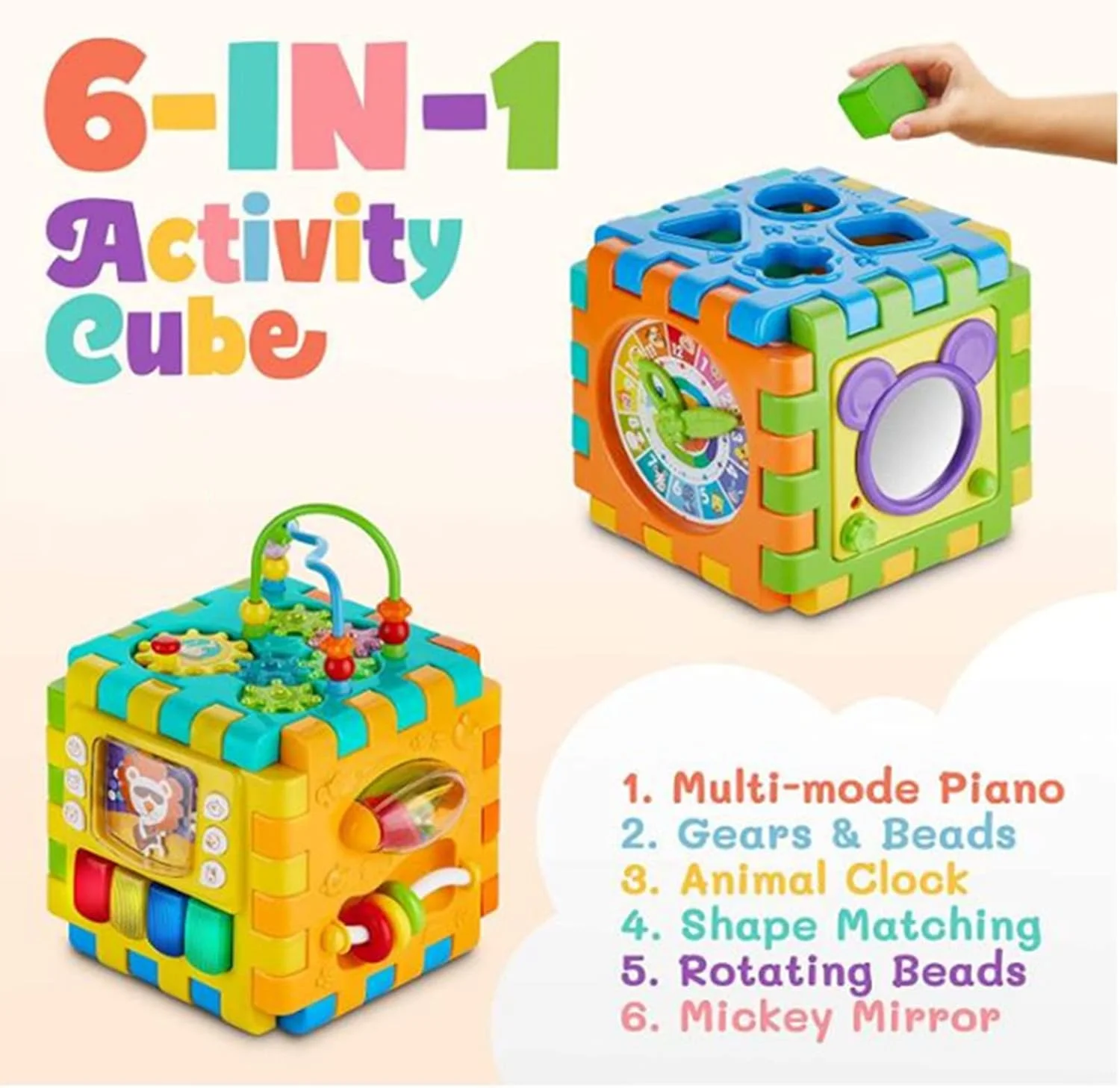 مکعب فعالیت کودک AM ANNA، اسباب بازی مکعب فعالیت یادگیری شلوغ با هزارتوی مهره ای مرتب کننده شکل، اسباب بازی های یادگیری رشد اولیه با 6 فعالیت مختلف برای هدیه پسر و دختر 1 ساله مکعب فعالیت کودک AM ANNA، اسباب بازی مکعب فعالیت یادگیری شلوغ با هزارتوی مهره ای مرتب کننده شکل، اسباب بازی های یادگیری رشد اولیه با 6 فعالیت مختلف برای هدیه پسر و دختر 1 ساله