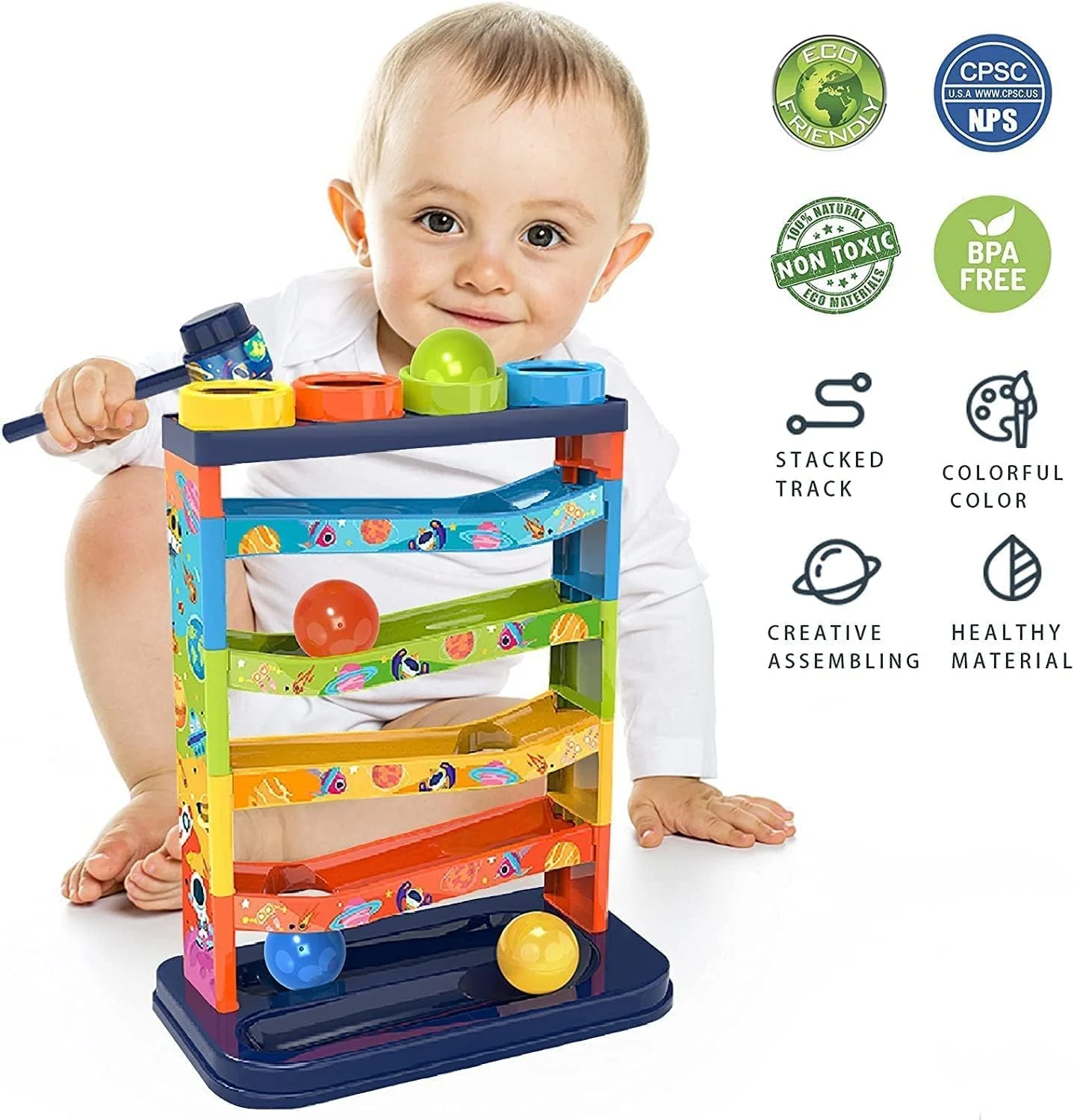 اسباب بازی کوبیدنی توپ اِی اِم اَنـا برای پسران و دختران نوپا، اسباب بازی چکش و توپ با برج شیب دار و توپ های چند رنگ، اسباب بازی آموزشی و سرگرم کننده برای یادگیری و توسعه مهارت ها اسباب بازی کوبیدنی توپ اِی اِم اَنـا برای پسران و دختران نوپا، اسباب بازی چکش و توپ با برج شیب دار و توپ های چند رنگ، اسباب بازی آموزشی و سرگرم کننده برای یادگیری و توسعه مهارت ها