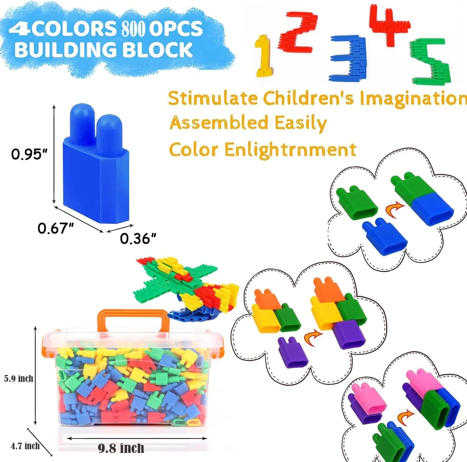 اسباب بازی آموزشی بلوک ساختنی 800 قطعه ای AM ANNA، مجموعه ساخت و ساز برای خلاقیت و فعالیت های کلاسی، اسباب بازی یادگیری چرخ دنده ای در هم قفل شونده برای پسران و دختران 3 سال به بالا