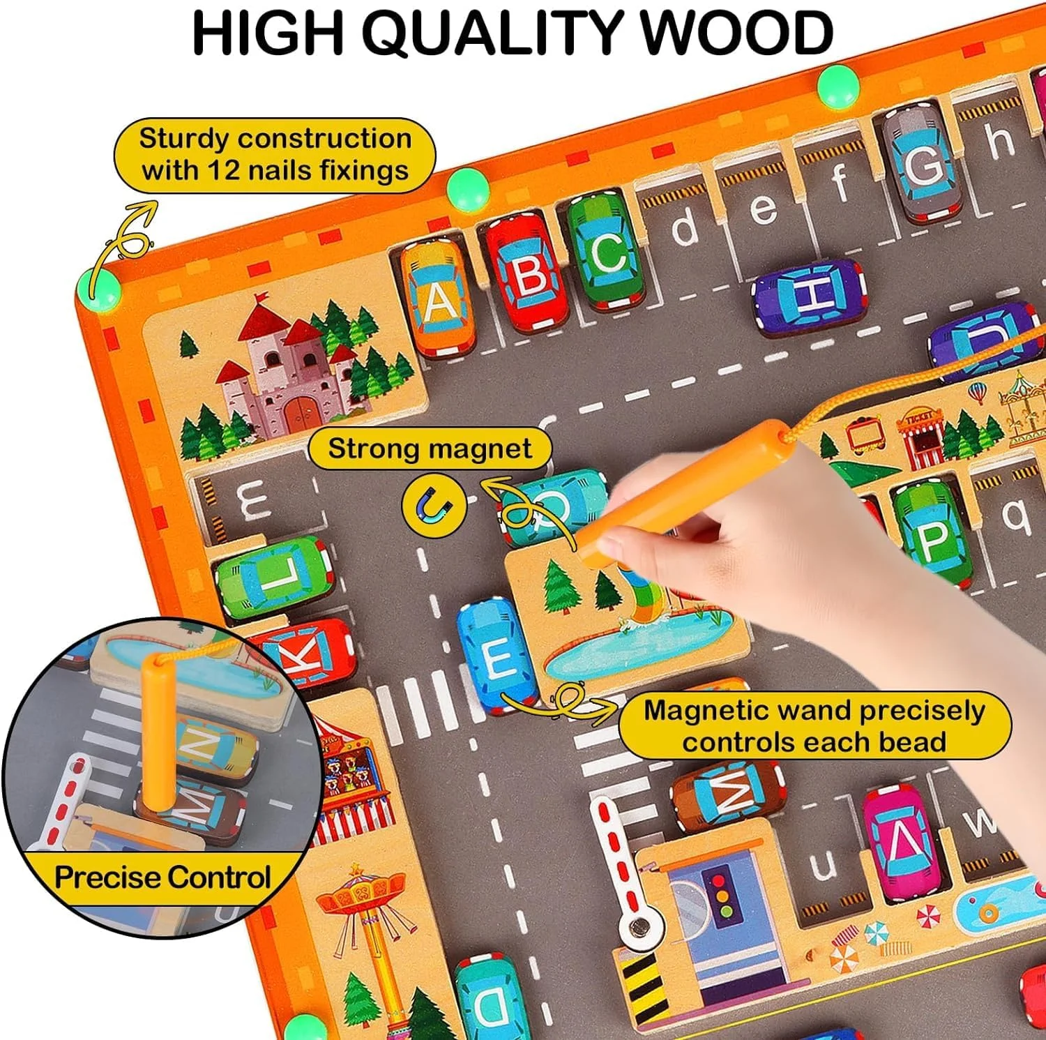 بازی فکری ماز حروف الفبا مغناطیسی AM ANNA، تخته فعالیت پازل چوبی، اسباب بازی های آموزشی تطبیق حروف، اسباب بازی های حسی مونته سوری برای دختران و پسران 3+ سال