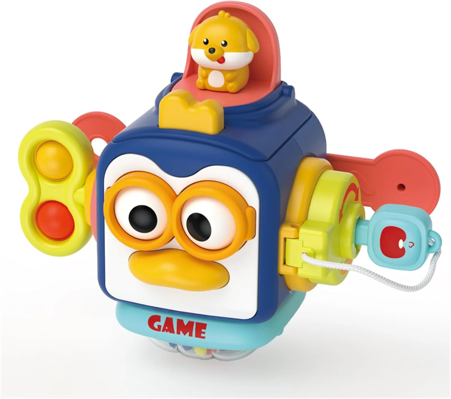 اسباب بازی های مونته سوری AM ANNA برای کودکان 1 ساله، مکعب فعالیت حسی برای کودکان نوپا 1-3 ساله، اسباب بازی های مکعب فعالیت مسافرتی برای نوزادان 7 8 9 10 12 18 ماهه، هدیه نوزاد برای دختران و پسران 12 18 ماهه (پنگوئن)