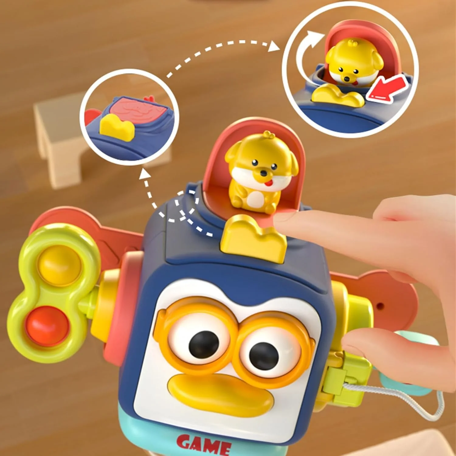 اسباب بازی های مونته سوری AM ANNA برای کودکان 1 ساله، مکعب فعالیت حسی برای کودکان نوپا 1-3 ساله، اسباب بازی های مکعب فعالیت مسافرتی برای نوزادان 7 8 9 10 12 18 ماهه، هدیه نوزاد برای دختران و پسران 12 18 ماهه (پنگوئن)