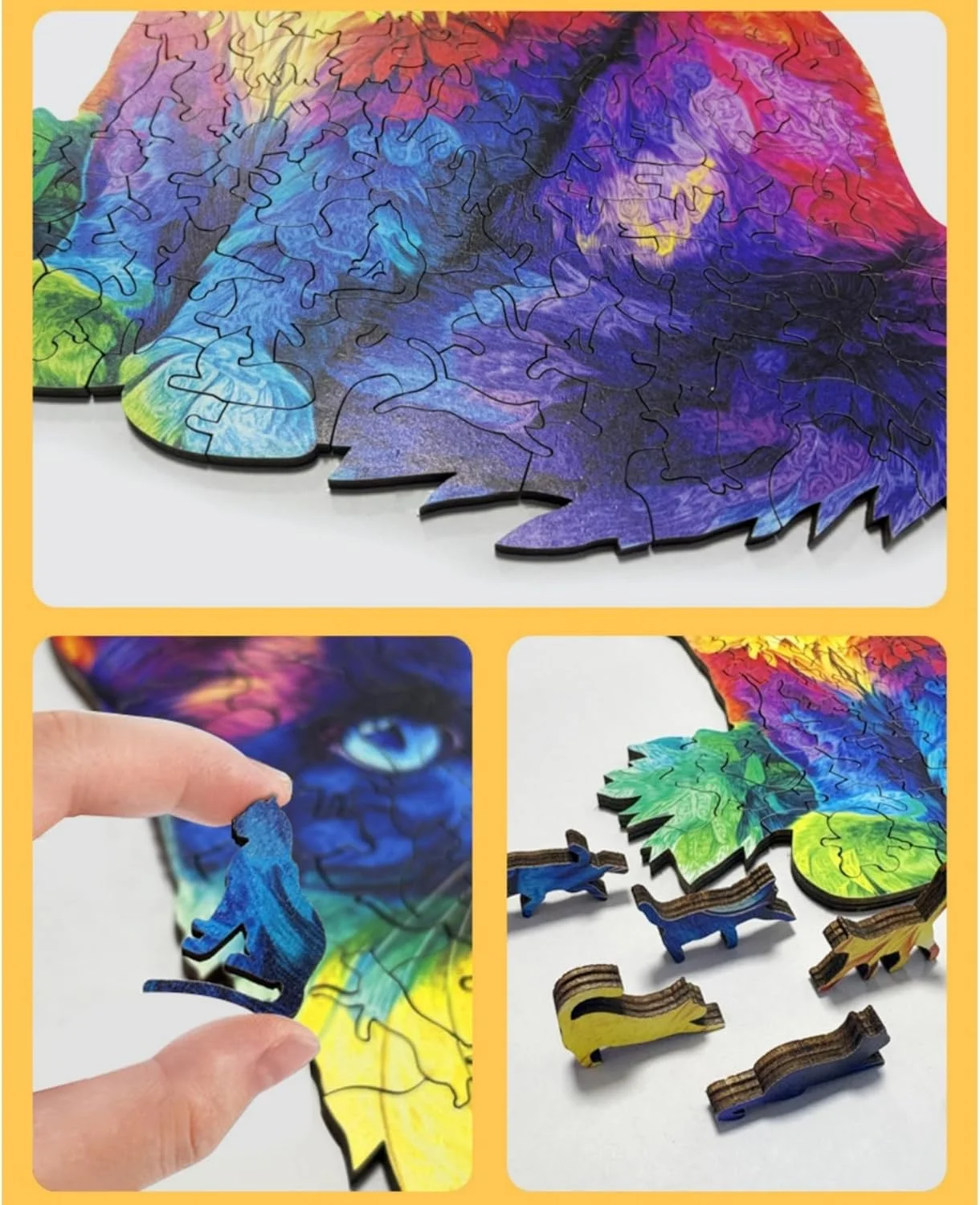 پازل های حیوانات AM ANNA برای کودکان، 60-295 قطعه، مجموعه پازل آموزشی با طرح های دایناسور، شیر، اسب تک شاخ، پری دریایی، پازل های سرگرم کننده به شکل حیوانات، اسباب بازی های آموزشی (شیر 173 قطعه)