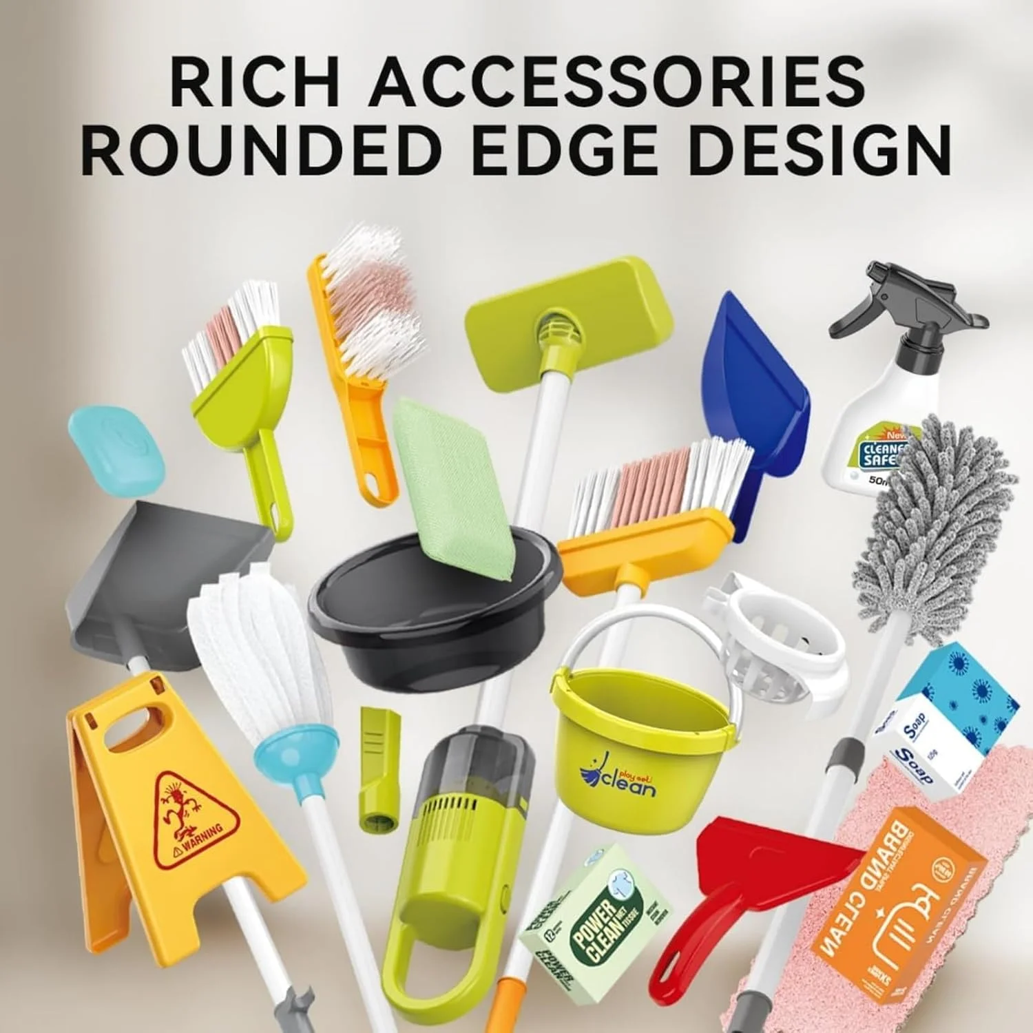 مجموعه نظافت کودک AM ANNA، مجموعه اسباب بازی نظافت 29 تکه، مجموعه نظافت جداشدنی برای کودکان نوپا، بازی وانمودی نقش آفرینی آموزشی، هدیه تولد کریسمس برای دختران و پسران (قرمز)