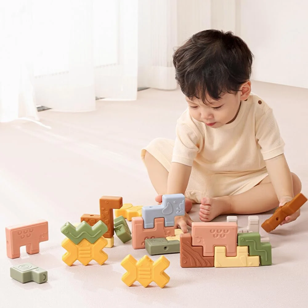 بلوک های نرم ساختنی کودک AM ANNA | اسباب بازی های آموزشی | اسباب بازی های بلوک ساختمانی چیدنی برای نوزادان پسر و دختر 0-3-6-9-12 ماهه | 10 تکه