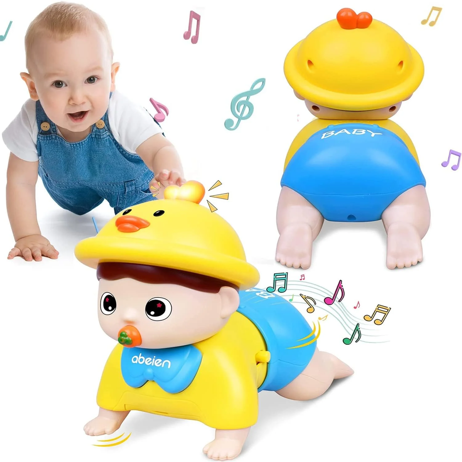 اسباب بازی کودک AM ANNA مناسب 6 تا 12 ماه، اسباب بازی موزیکال خزنده کودک مناسب 12-18 ماه، اسباب بازی آموزشی یادگیری اولیه با نور و صدا، اسباب بازی تولد برای نوزاد پسر و دختر 7 8 9 10 11 ماهه 1-2 ساله