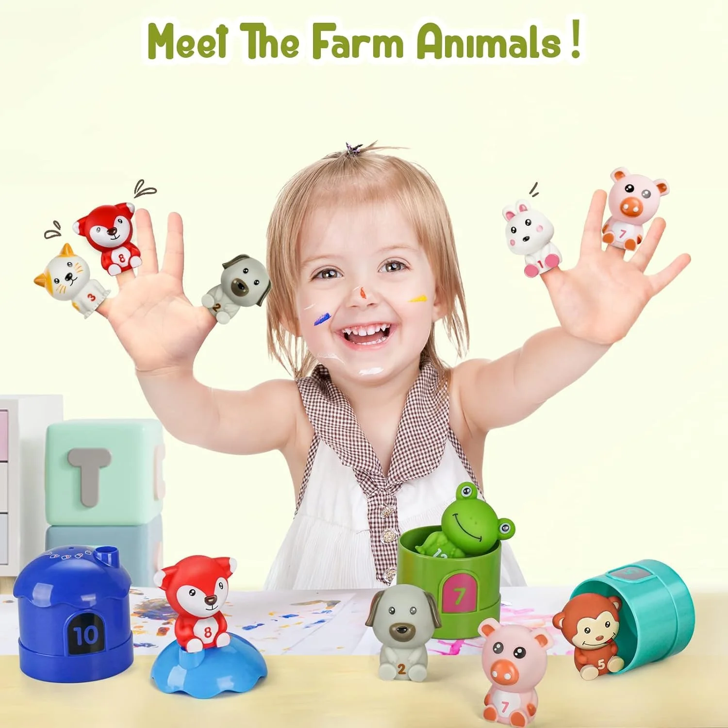 اسباب بازی کودک نوپا AM ANNA مناسب برای کودکان 1، 2 و 3+ ساله، 20 قطعه اسباب بازی مرتب سازی و چیدن برای نوزاد، بازی های مونته سوری شمارش، تطبیق رنگ و مرتب سازی حرکات ظریف، هدیه تولد برای نوزادان پسر و دختر 12-18 ماهه