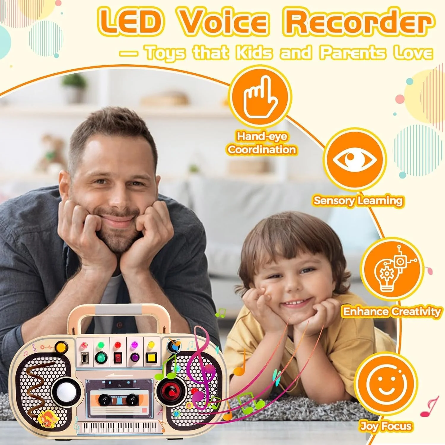 اسباب بازی آموزشی مونته سوری AM ANNA برای کودکان نوپا، اسباب بازی حسی چوبی با چراغ های LED موزیکال، تقویت مهارت های حرکتی، اسباب بازی مسافرتی آموزشی زودهنگام برای نوزادان 12-18 ماهه، هدیه تولد کودک نوپا