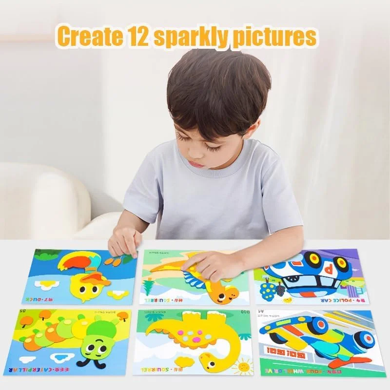 برچسب های فومی سه بعدی EVA مدل AM ANNA برای کودکان نوپا، 12 عدد برچسب کارتونی حیوانات، مناسب کلاس های پیش دبستانی، اسباب بازی آموزشی پازلی و هدیه برای دختران و پسران 4 تا 9 ساله، اسباب بازی های مسافرتی (برچسب حیوانات)