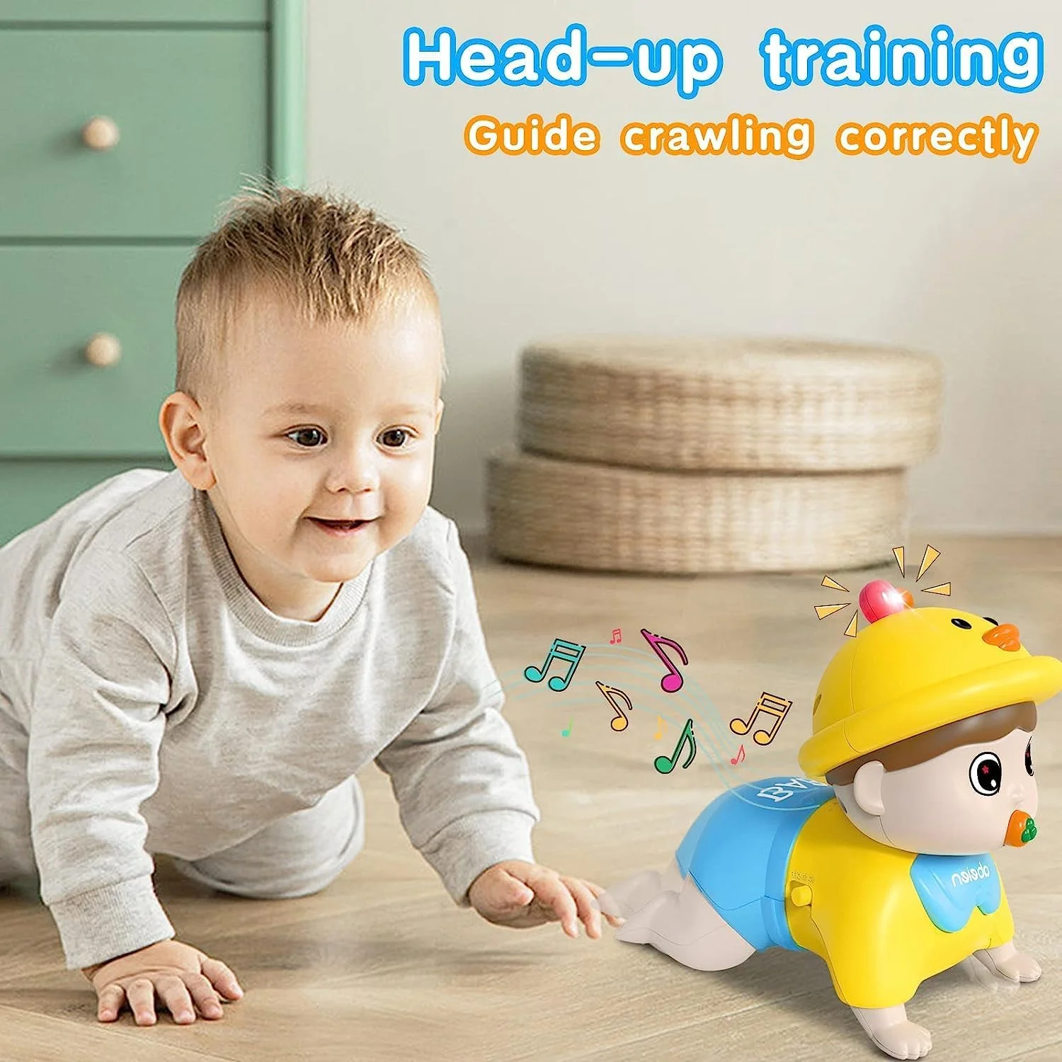 اسباب بازی کودک AM ANNA مناسب 6 تا 12 ماه، اسباب بازی موزیکال خزنده کودک مناسب 12-18 ماه، اسباب بازی آموزشی یادگیری اولیه با نور و صدا، اسباب بازی تولد برای نوزاد پسر و دختر 7 8 9 10 11 ماهه 1-2 ساله