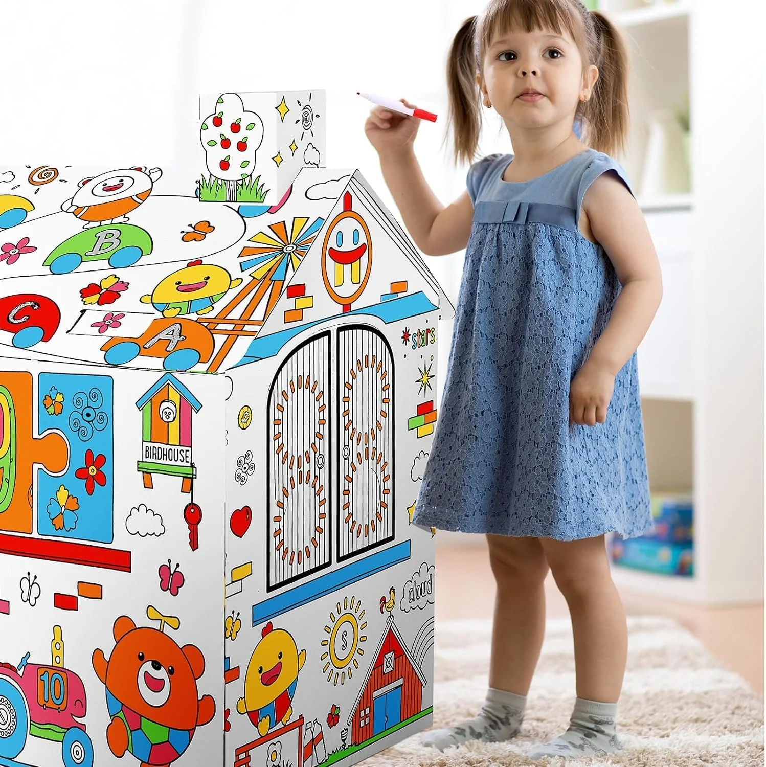 خانه بازی مقوایی بزرگ AM ANNA، اسباب بازی رنگ آمیزی و نقاشی خلاقانه برای کودکان، ارتفاع 67 سانتی متر، پروژه مونتاژ و رنگ آمیزی اسباب بازی های آموزشی برای کودکان 2 تا 8 سال، هدیه کودک خانه بازی مقوایی بزرگ AM ANNA، اسباب بازی رنگ آمیزی و نقاشی خلاقانه برای کودکان، ارتفاع 67 سانتی متر، پروژه مونتاژ و رنگ آمیزی اسباب بازی های آموزشی برای کودکان 2 تا 8 سال، هدیه کودک