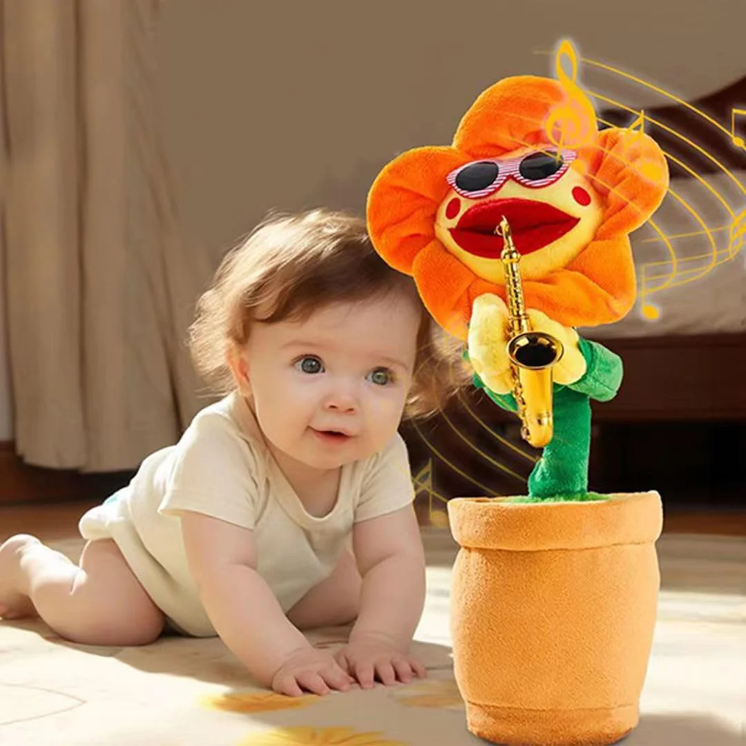 اسباب بازی تعاملی رقصنده و سخنگو AM ANNA، اسباب بازی آفتابگردان سخنگو برای نوزادان و کودکان نوپا، آواز خواندن و تکرار حرف های شما برای کودکان با 120 آهنگ انگلیسی، اسباب بازی آموزشی تقلیدی برای کودکان پسر و دختر، هدیه