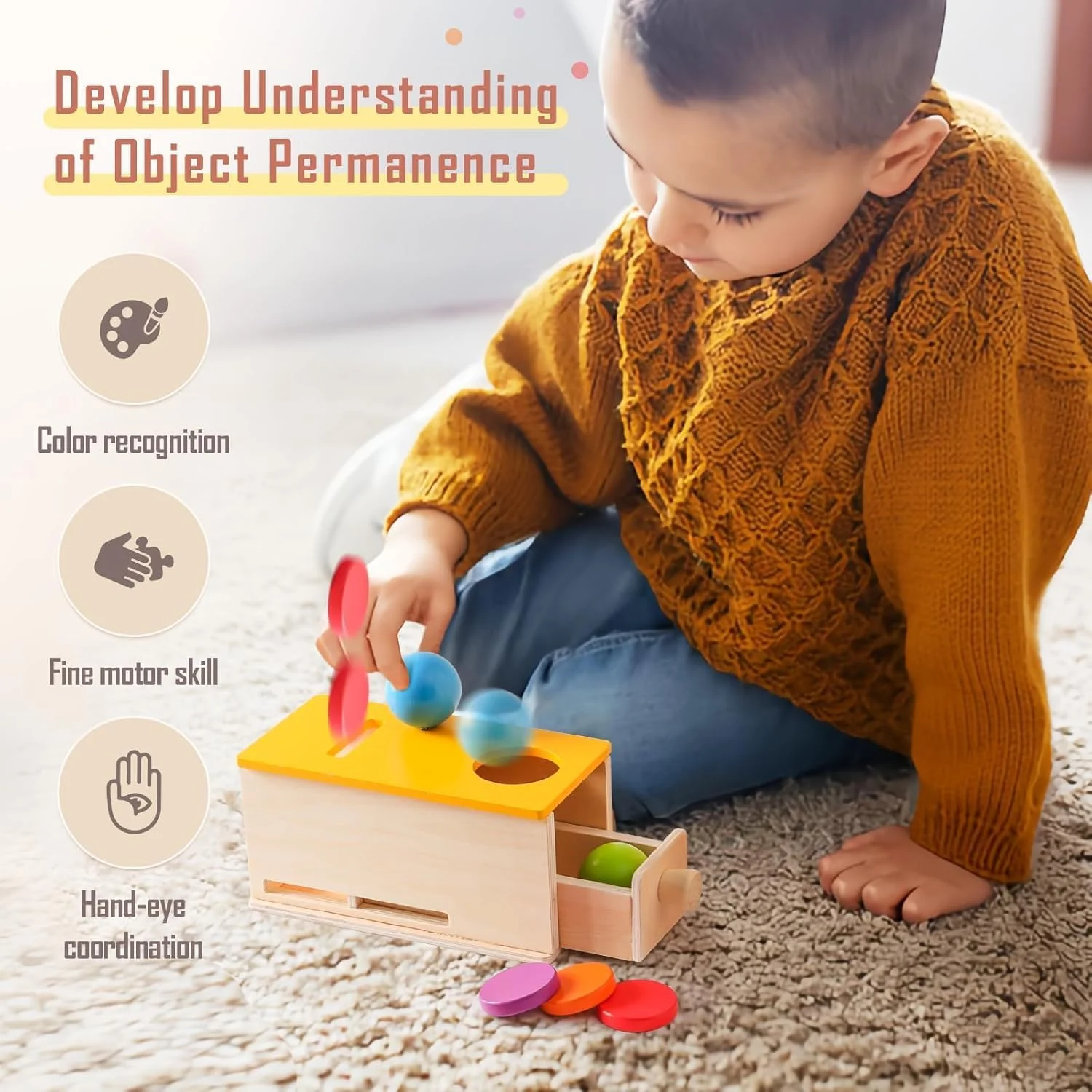 مجموعه اسباب بازی های مونته سوری AM ANNA مناسب برای 6 تا 12 ماه، 6 در 1 اسباب بازی های آموزشی یادگیری چوبی حسی کودک هدیه با جعبه سکه، فنجان های چیدنی، پازل های اشکال، کتاب نرم مجموعه اسباب بازی های مونته سوری AM ANNA مناسب برای 6 تا 12 ماه، 6 در 1 اسباب بازی های آموزشی یادگیری چوبی حسی کودک هدیه با جعبه سکه، فنجان های چیدنی، پازل های اشکال، کتاب نرم