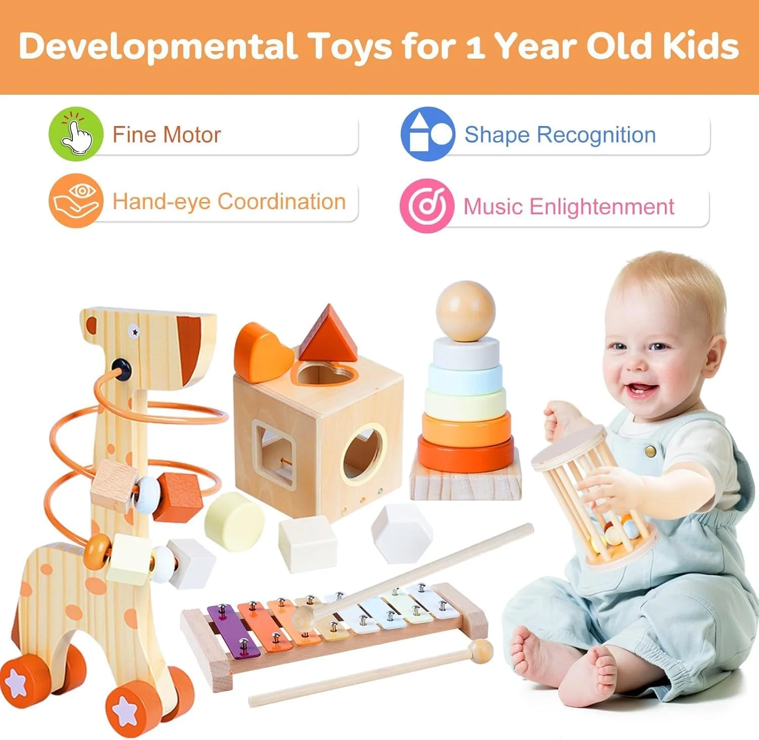 اسباب بازی های چوبی مونته سوری AM ANNA برای کودکان نوپا 1-3 ساله، جعبه ماندگاری اشیا آموزشی برای زیلوفون، مکعب مرتب سازی اشکال، حلقه استکر، جغجغه، هدیه حسی رشدی پیش دبستانی پسرانه دخترانه 12-18 ماهه اسباب بازی های چوبی مونته سوری AM ANNA برای کودکان نوپا 1-3 ساله، جعبه ماندگاری اشیا آموزشی برای زیلوفون، مکعب مرتب سازی اشکال، حلقه استکر، جغجغه، هدیه حسی رشدی پیش دبستانی پسرانه دخترانه 12-18 ماهه