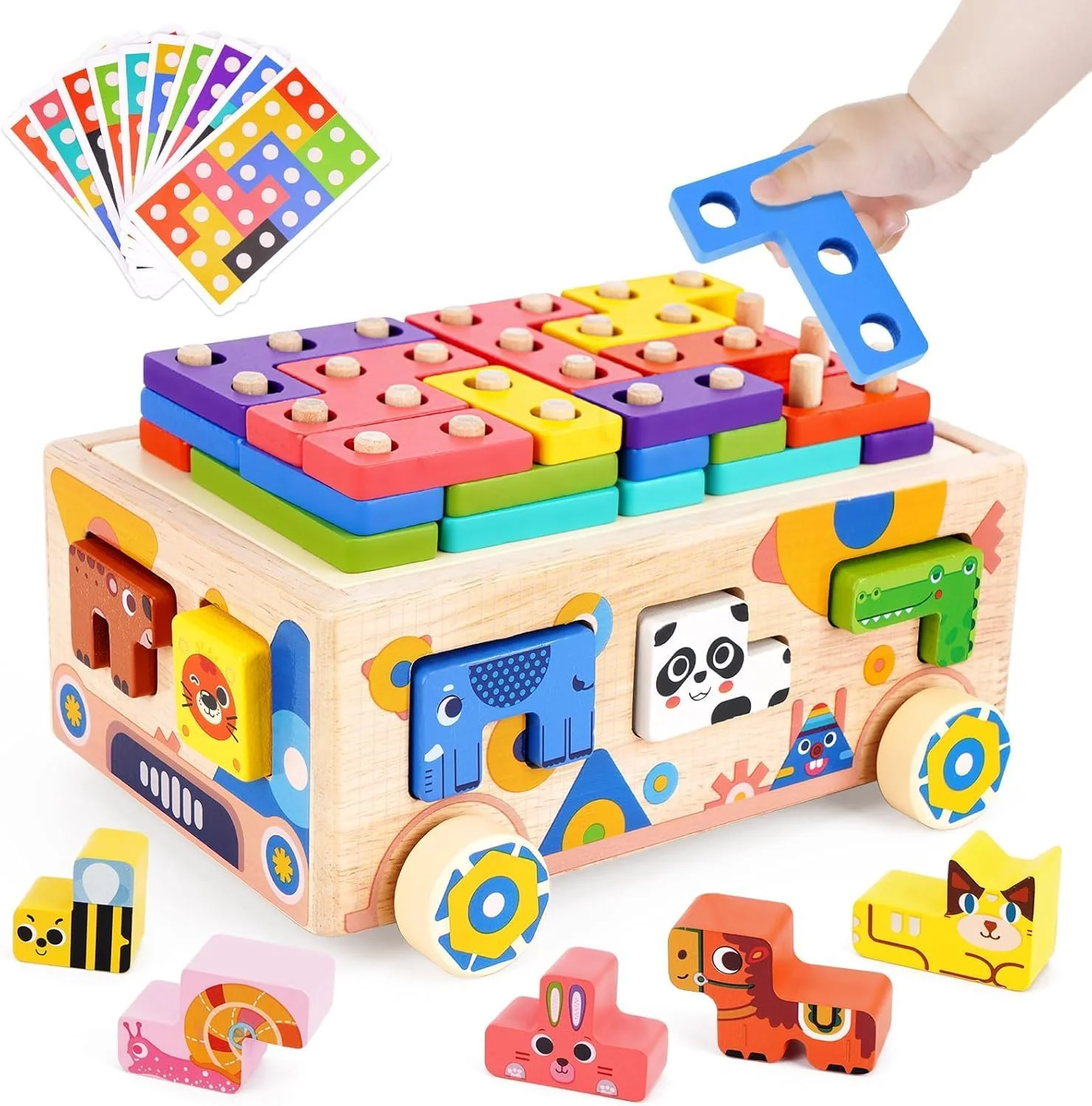 اسباب بازی های مونته سوری AM ANNA برای کودکان 2، 3 و 4 ساله، اسباب بازی های آموزشی چوبی ساختمانی، هدایای تولد کریسمس برای دختران و پسران