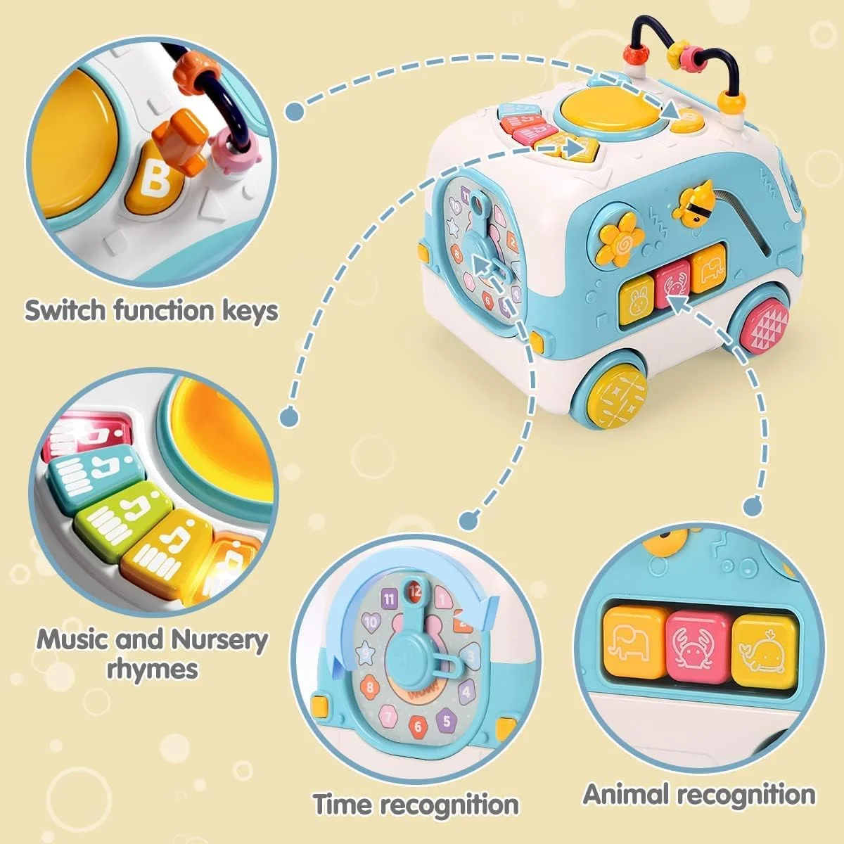 اتوبوس موزیکال اسباب بازی AM ANNA، ماشین های اسباب بازی چند منظوره برای کودکان نوپا، مکعب یادگیری خزیدن شلوغ، اسباب بازی های کودک با چراغ ها و صداها و موسیقی، اسباب بازی حسی آموزشی برای پسران و دختران 1 ساله اتوبوس موزیکال اسباب بازی AM ANNA، ماشین های اسباب بازی چند منظوره برای کودکان نوپا، مکعب یادگیری خزیدن شلوغ، اسباب بازی های کودک با چراغ ها و صداها و موسیقی، اسباب بازی حسی آموزشی برای پسران و دختران 1 ساله