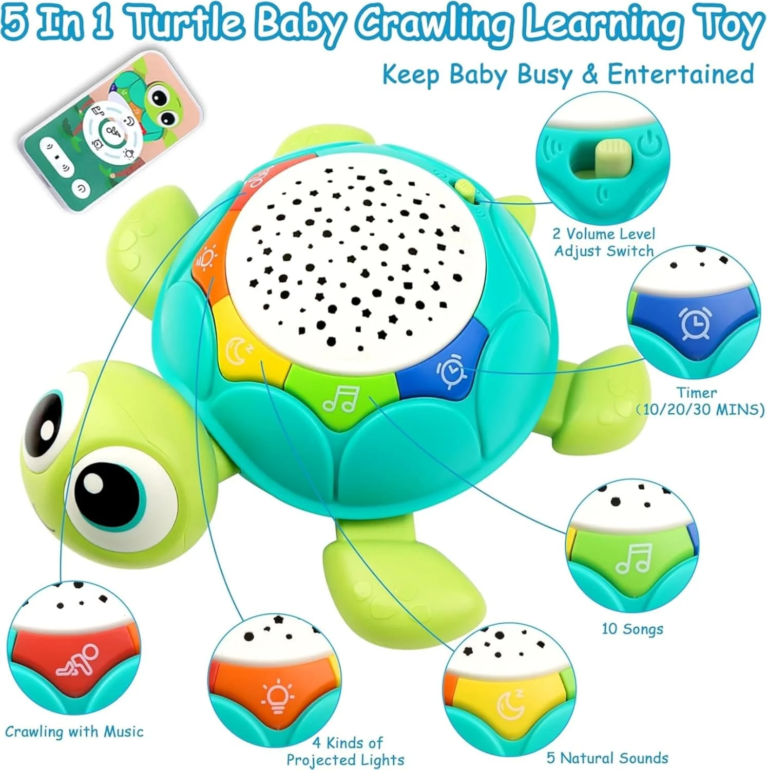 اسباب بازی لاک پشتی موزیکال AM ANNA برای نوزاد، اسباب بازی های خزنده موزیکال برای نوزادان 6-12 ماهه، اسباب بازی موزیکال آموزشی برای نوزادان پسر و دختر با چراغ اسباب بازی لاک پشتی موزیکال AM ANNA برای نوزاد، اسباب بازی های خزنده موزیکال برای نوزادان 6-12 ماهه، اسباب بازی موزیکال آموزشی برای نوزادان پسر و دختر با چراغ