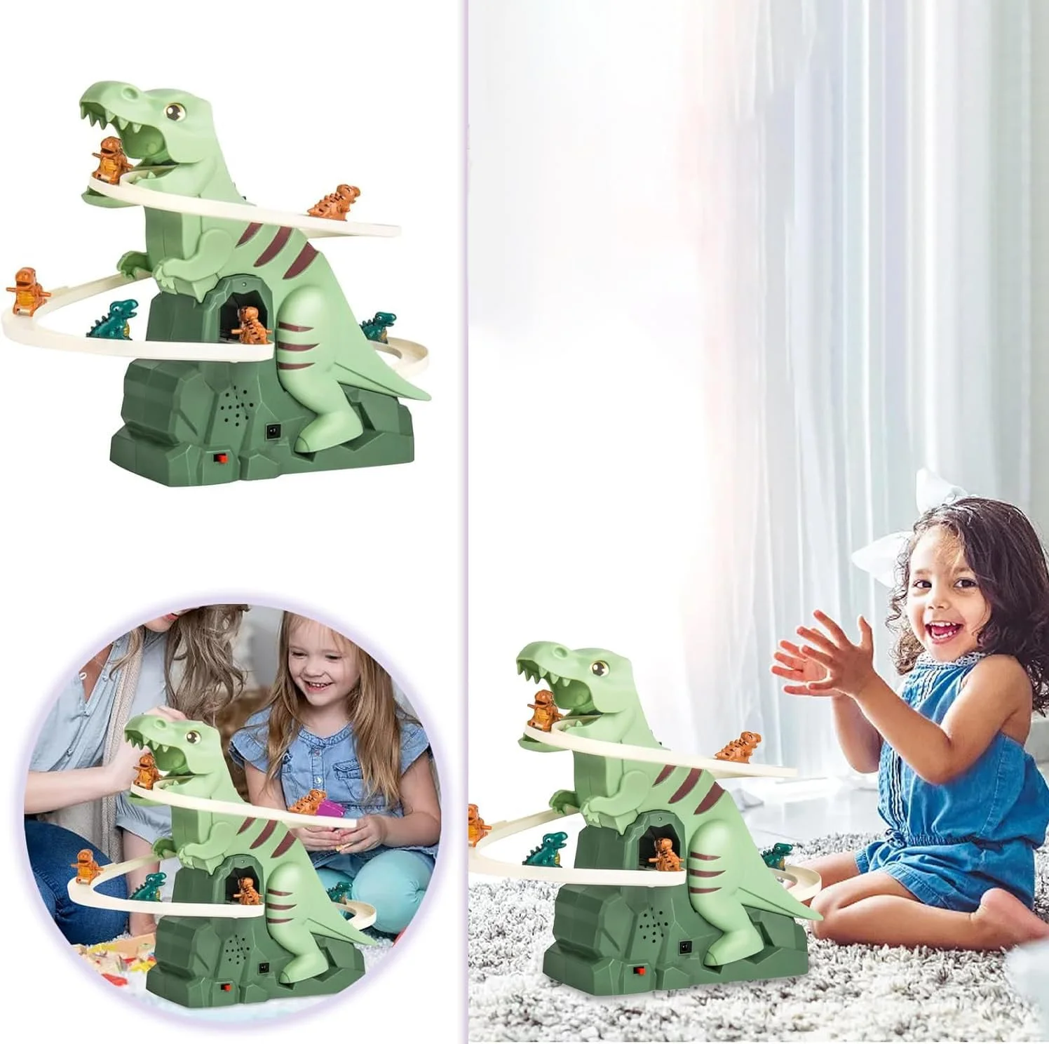 پیست مسابقه دایناسورها مدل AM ANNA، مجموعه بازی تعقیب دایناسورها، اسباب بازی پله نوردی برقی دایناسورها با نور و موسیقی، اسباب بازی های آموزشی برای کودکان پسر و دختر 3 سال به بالا پیست مسابقه دایناسورها مدل AM ANNA، مجموعه بازی تعقیب دایناسورها، اسباب بازی پله نوردی برقی دایناسورها با نور و موسیقی، اسباب بازی های آموزشی برای کودکان پسر و دختر 3 سال به بالا