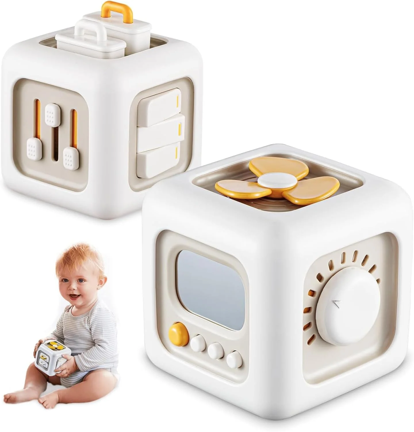 مکعب سرگرمی 6 در 1 AM ANNA برای کودکان نوپا 1+ سال، اسباب بازی مسافرتی برای کودکان 1-3 سال، هدیه آموزشی و پرورشی برای تولد یک سالگی پسران و دختران 12 ماه +